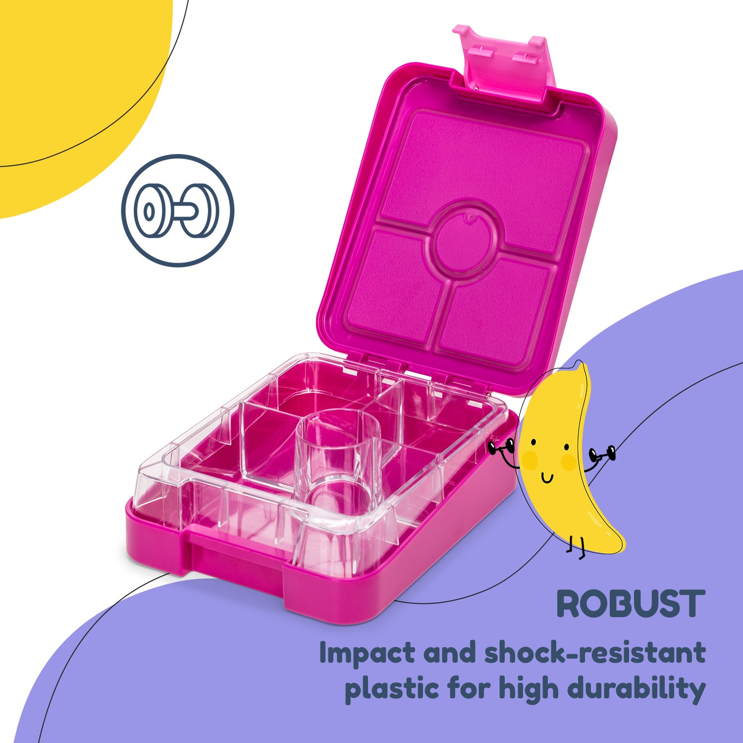 Schmatzfatz easy, cutie pentru gustări, 4 compartimente, 18 × 15 × 5 cm 