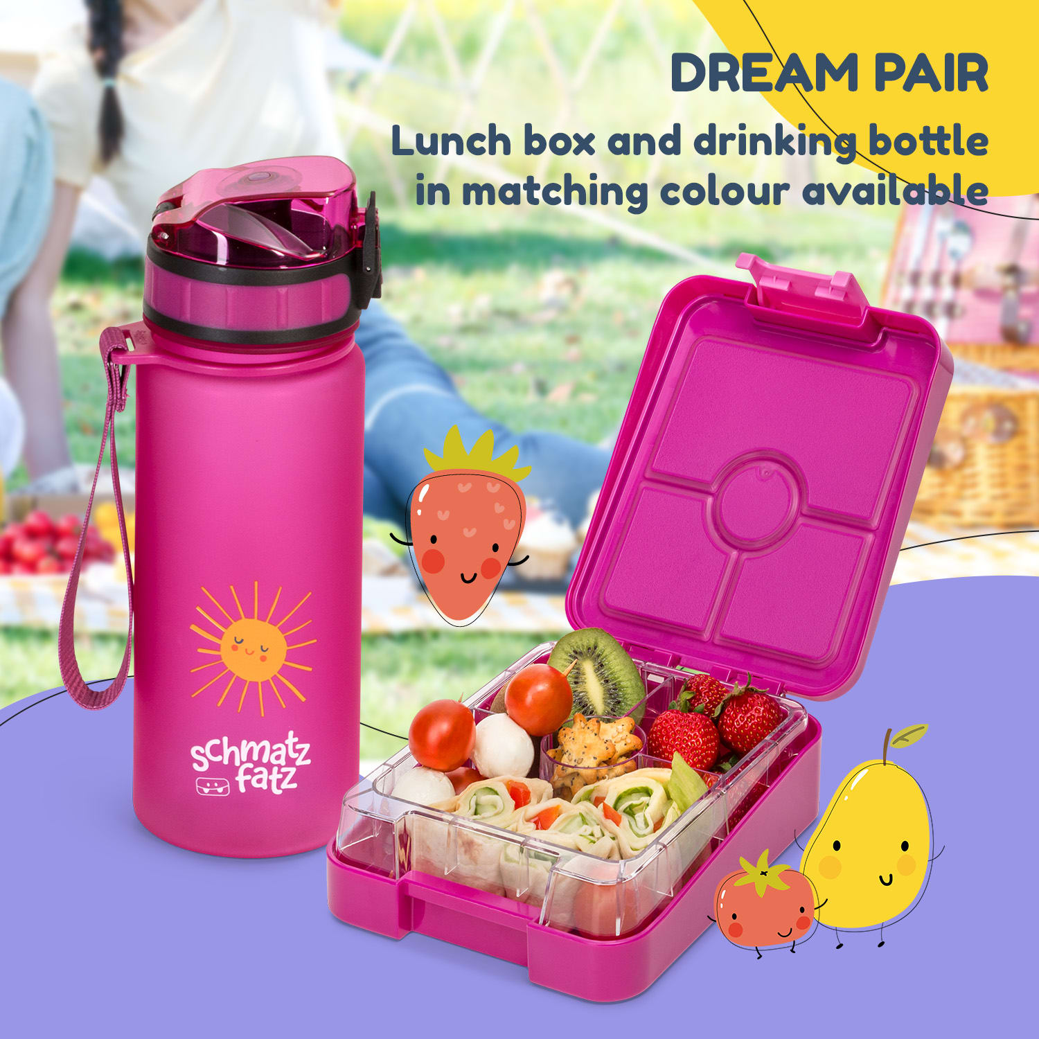 Schmatzfatz easy, cutie pentru gustări, 4 compartimente, 18 × 15 × 5 cm 