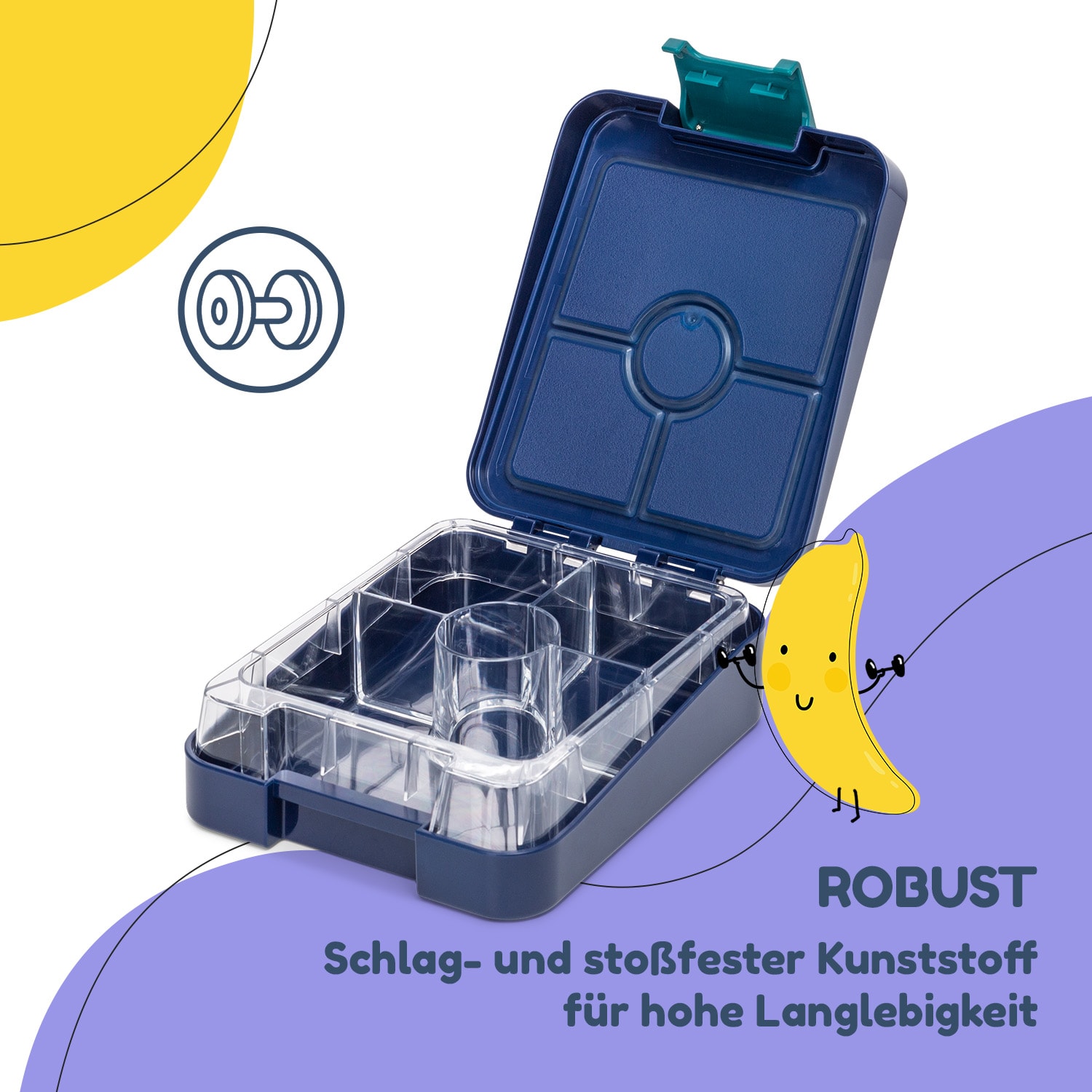 Klarstein schmatzfatz easy Snackbox 4 Fächer 18 x 15 x 5 cm  