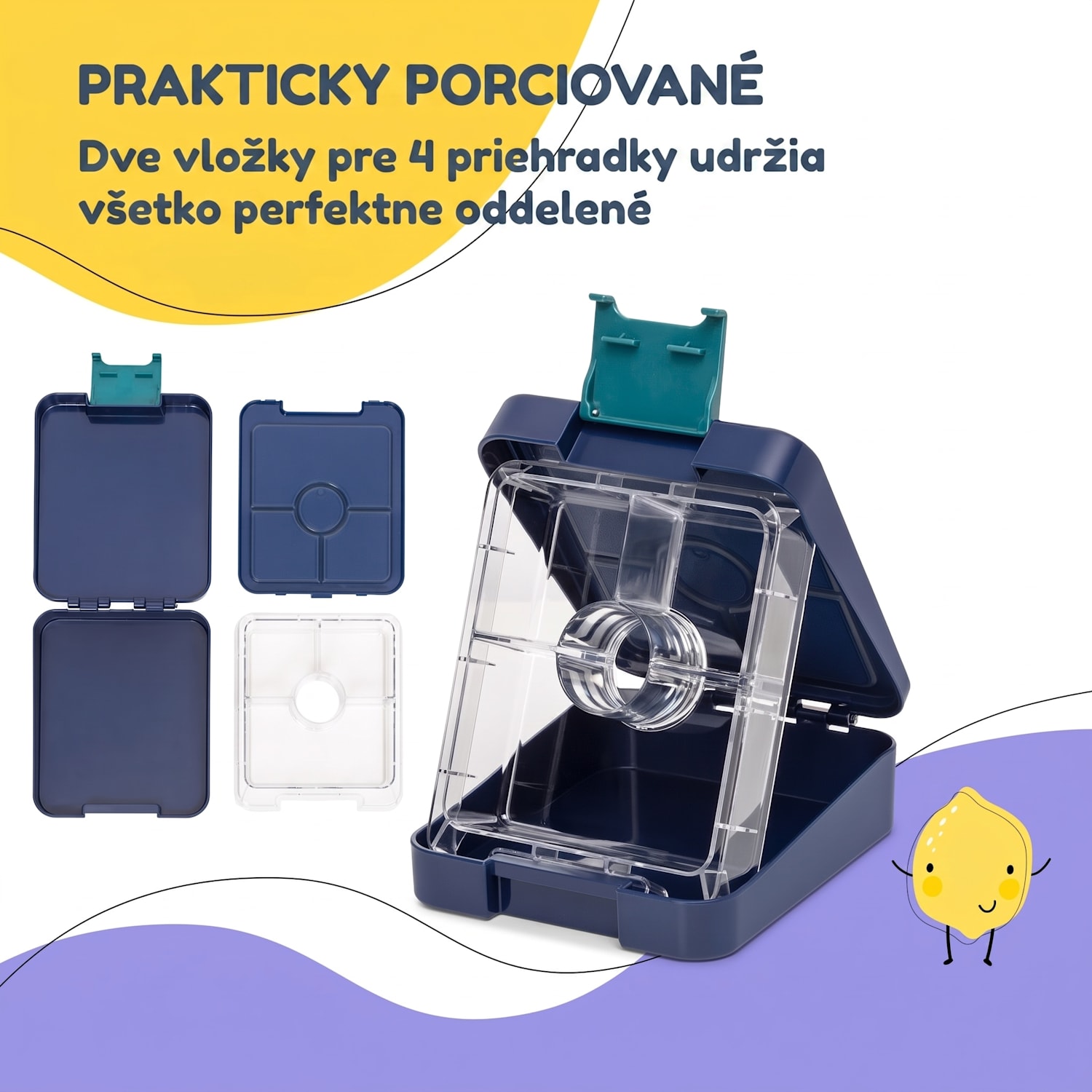 Schmatzfatz easy, desiatový box, , 4 priehradky, 18 x 15 x 5 cm Navy Space