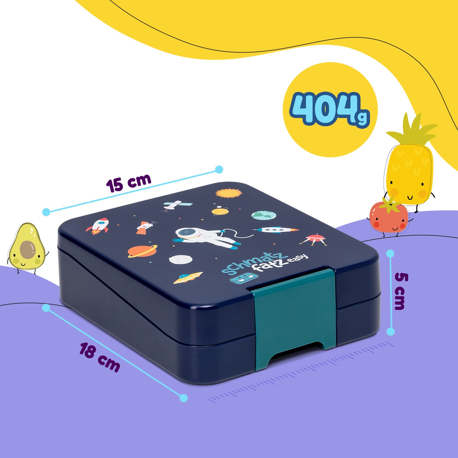 Schmatzfatz easy, desiatový box, , 4 priehradky, 18 x 15 x 5 cm Navy Space