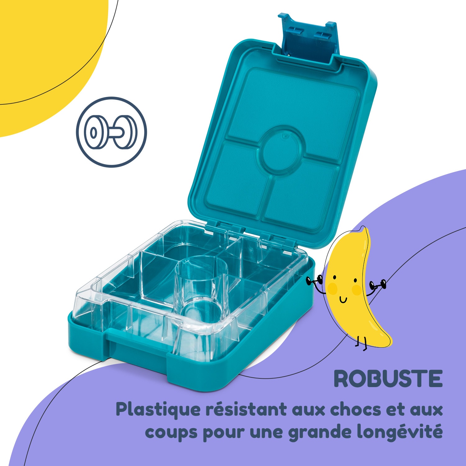 Klarstein schmatzfatz easy Boîte à goûter 4 compartiments 18 x 15 x 5 cm  Petrol Sea