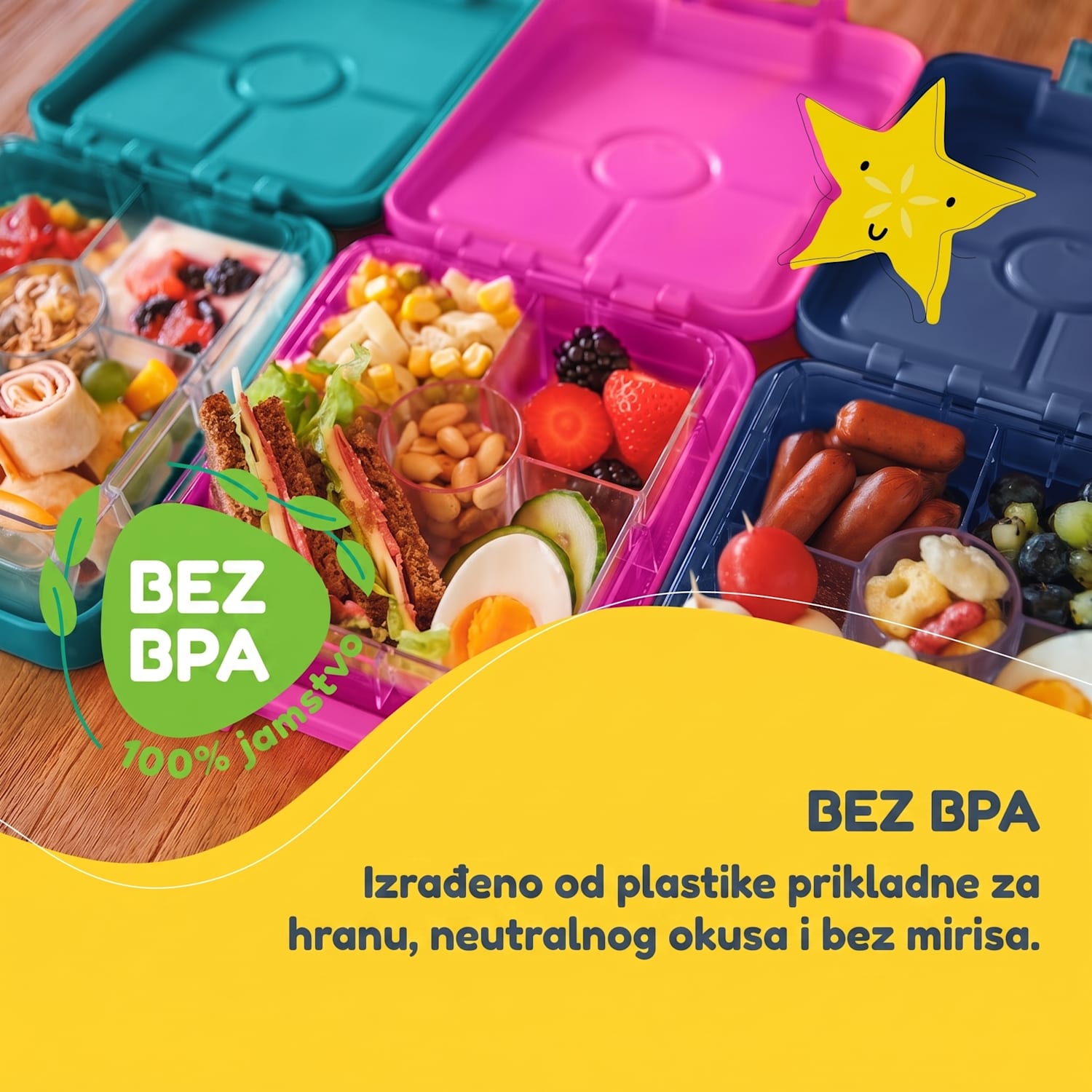 Schmatzfatz easy, kutija za grickalice, 4 pretinca, 18 x 15 x 5 cm Petrol Sea