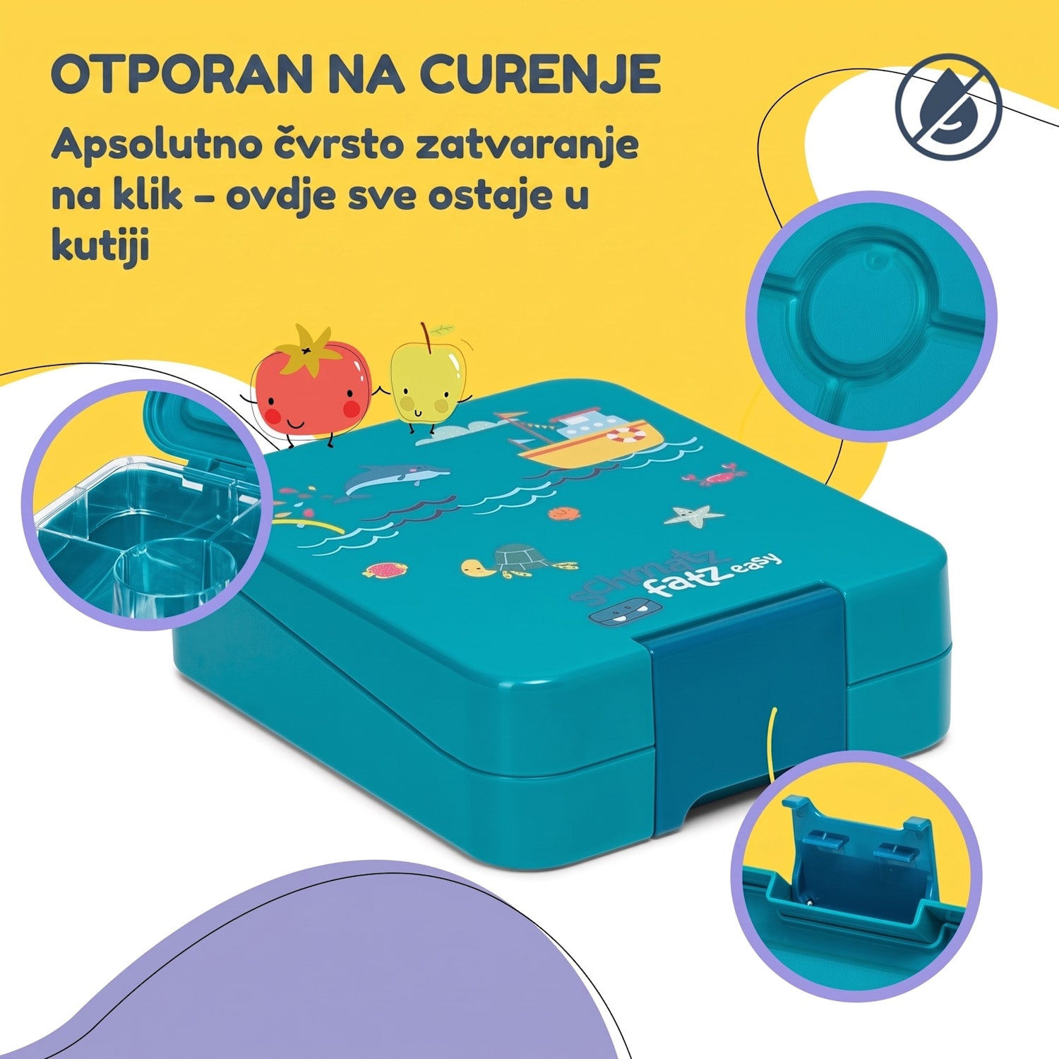 Schmatzfatz easy, kutija za grickalice, 4 pretinca, 18 x 15 x 5 cm Petrol Sea
