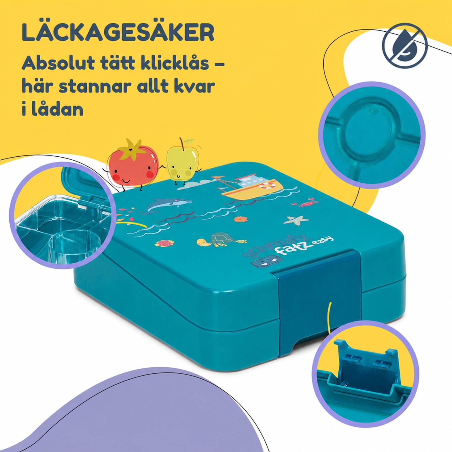Klarstein Schmatzfatz Easy Snackbox 4 fack 18 x 15 x 5 cm Petrol Sea