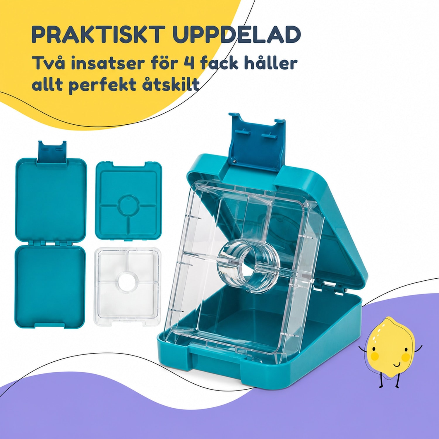 Klarstein Schmatzfatz Easy Snackbox 4 fack 18 x 15 x 5 cm Petrol Sea