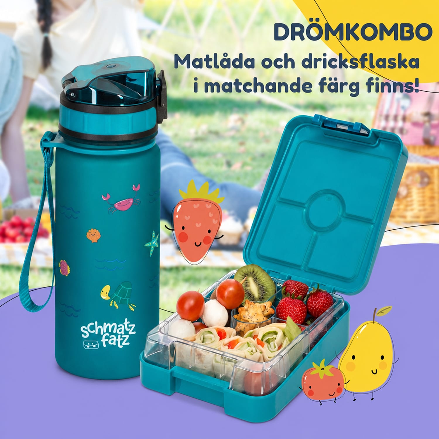Klarstein Schmatzfatz Easy Snackbox 4 fack 18 x 15 x 5 cm Petrol Sea