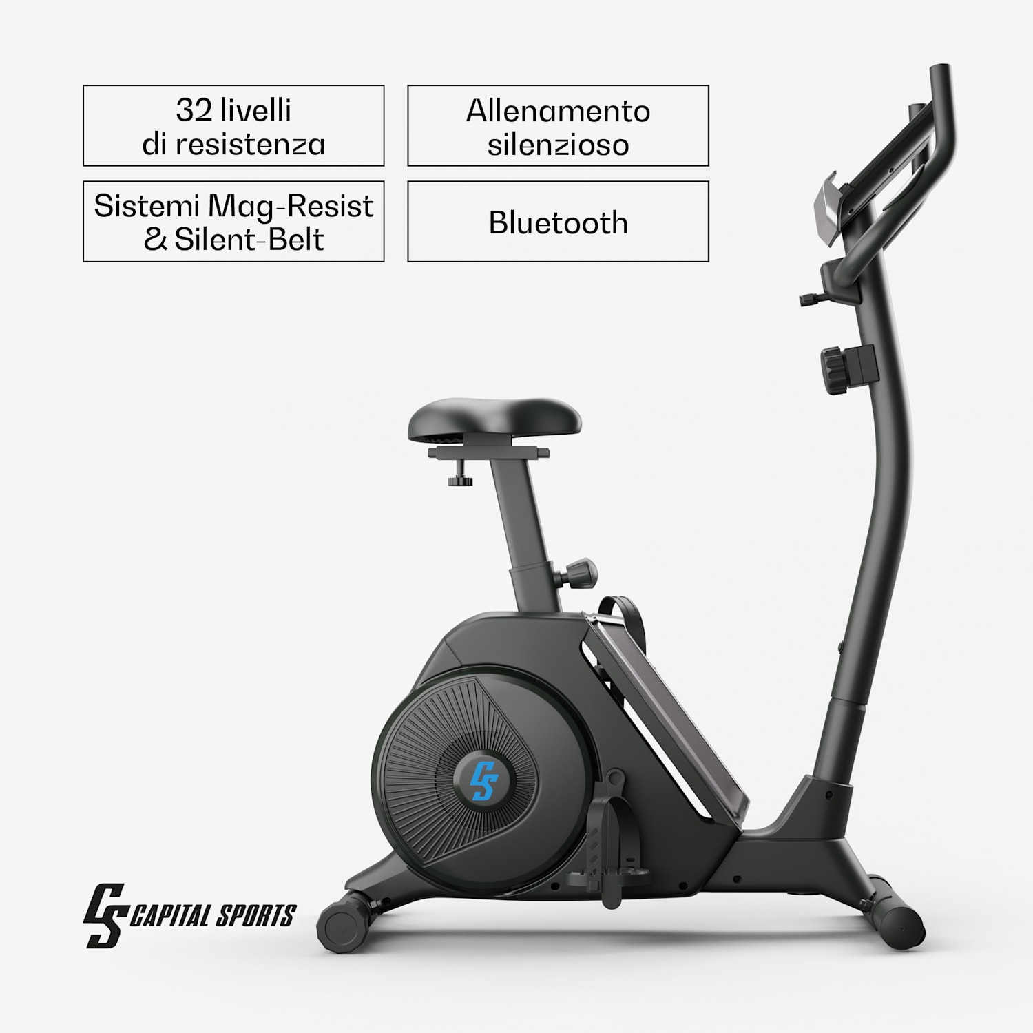 Helios - Ergometro, cardiobike, app, Bluetooth, resistenza magnetica a 32 livelli 