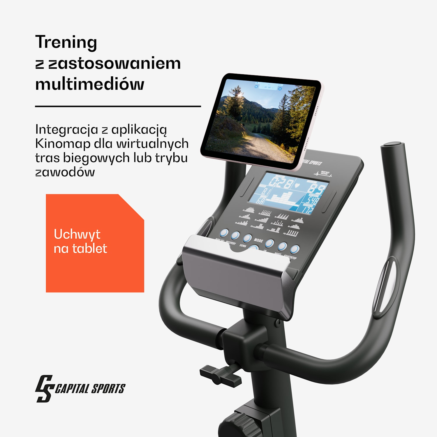 Helios Cardiobike, rower treningowy, aplikacja, Bluetooth, 32 poziomy oporu magnetycznego 