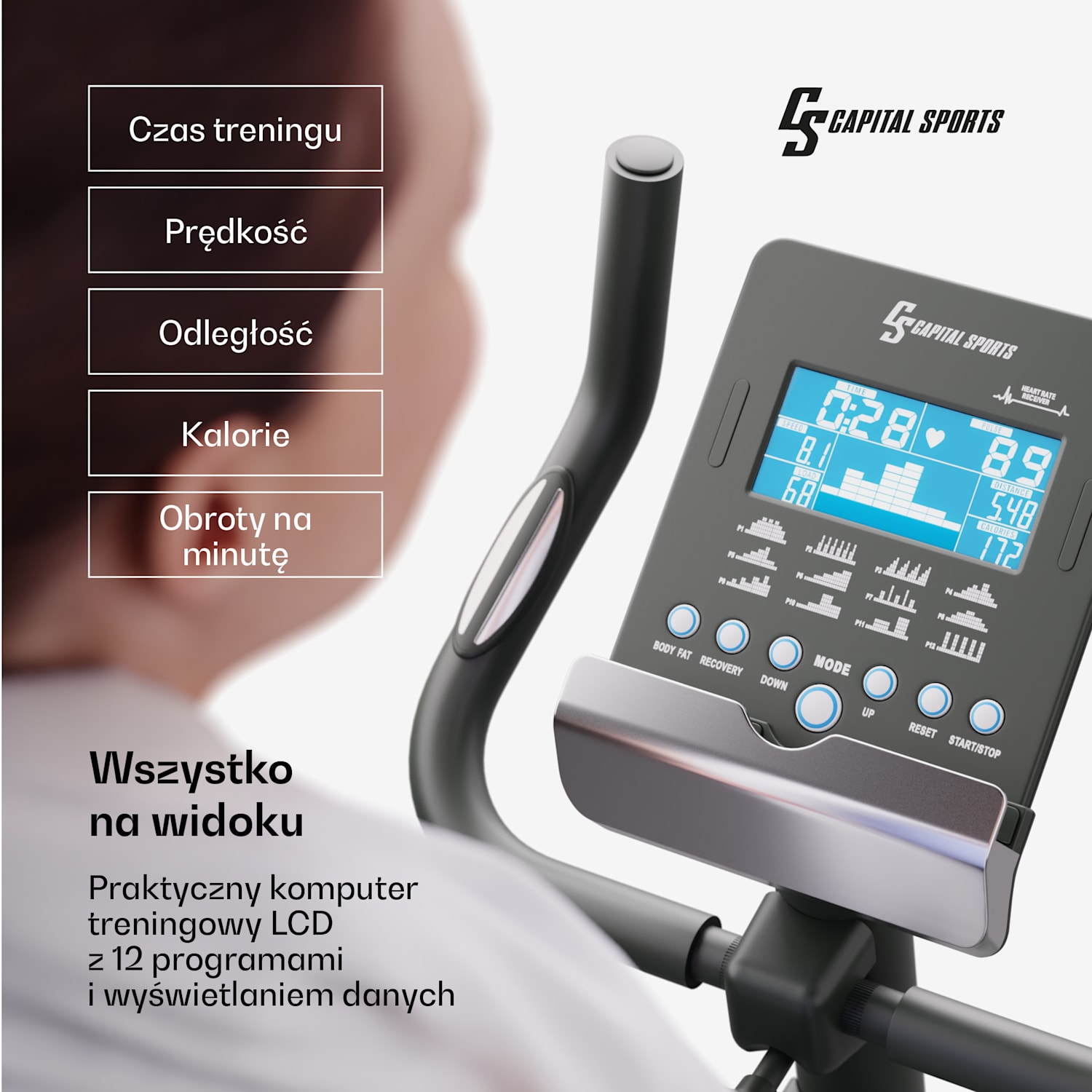 Helios Cardiobike, rower treningowy, aplikacja, Bluetooth, 32 poziomy oporu magnetycznego 