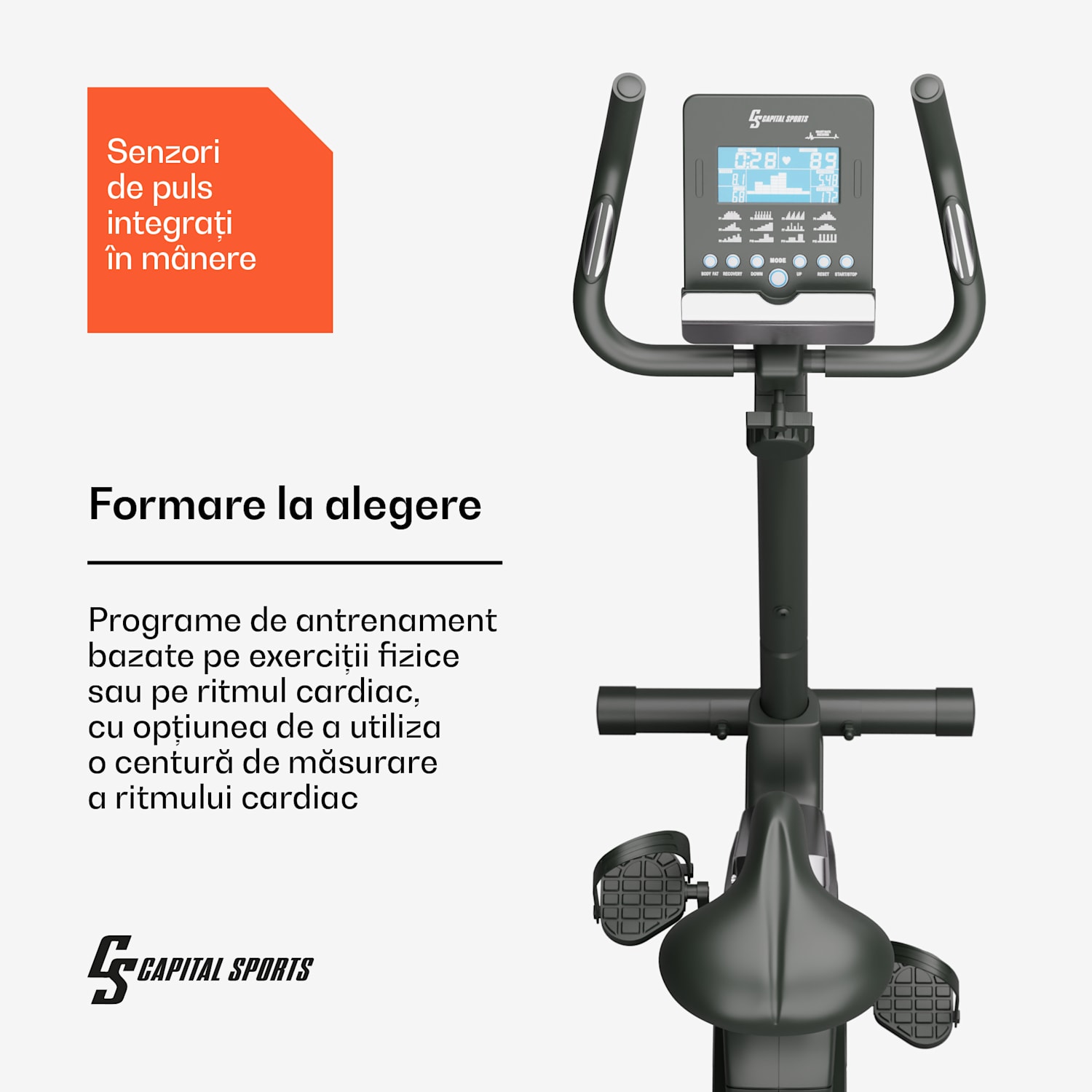 Helios Cardiobike, home trainer, Bluetooth, aplicație, rezistență magnetică pe 32 de nivele 