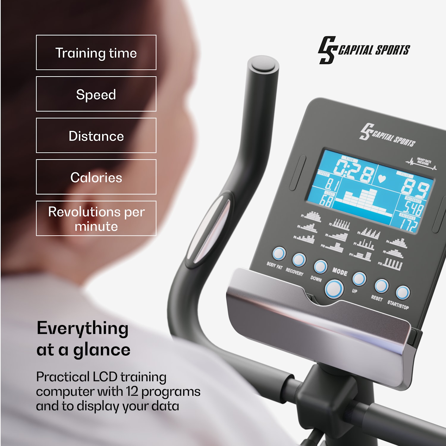 Helios cardiobike hometrainer fiets bluetooth app 32 standen magneetweerstand 