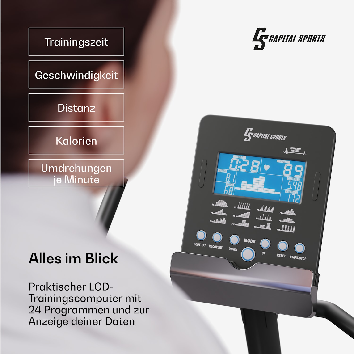Helios Cardio Bike Heimtrainer Bluetooth App 32-Stufen Magnetwiderstand 