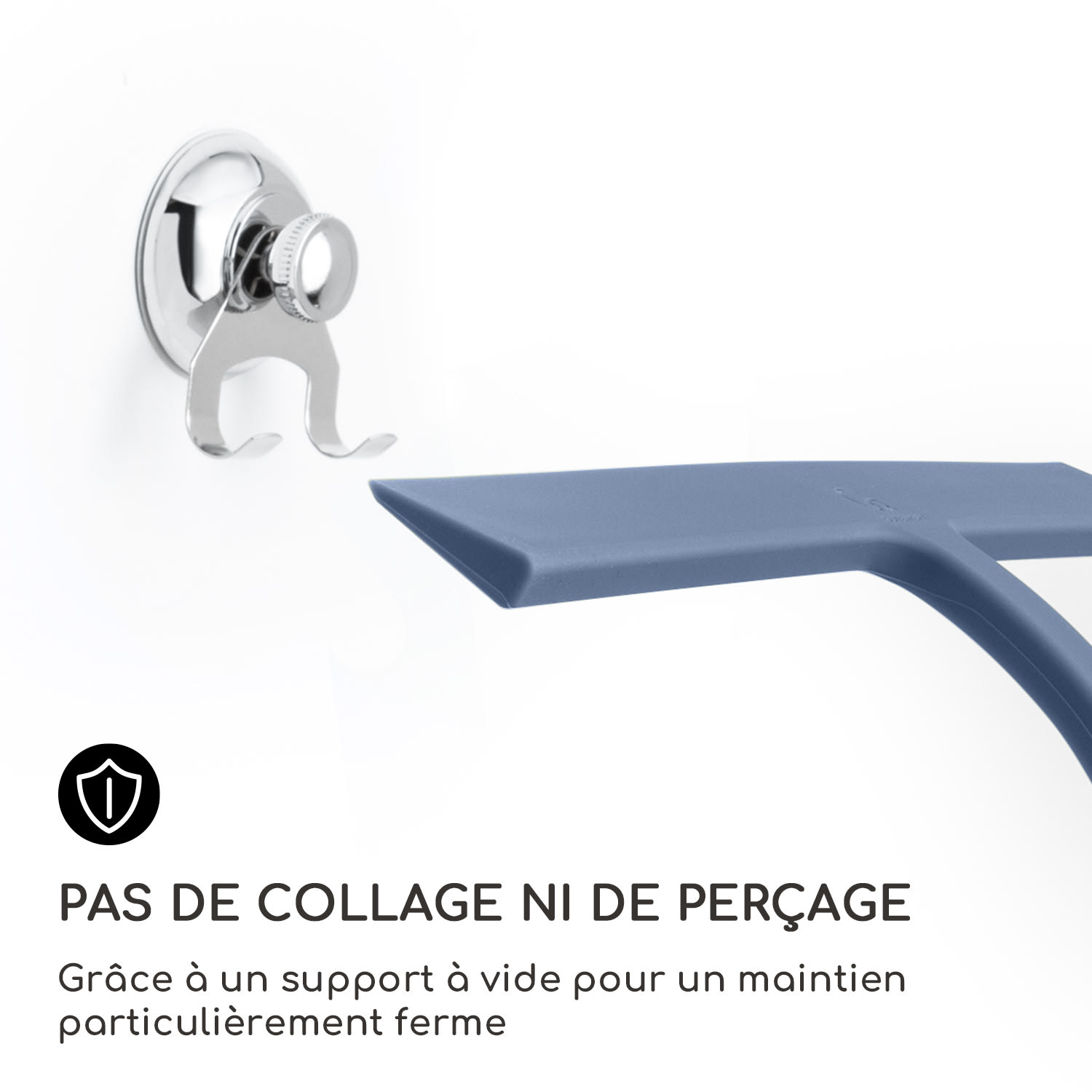 Raclette de douche Blaze 28 cm Couverture en silicone Noyau en acier inoxydable Design moderne Bleu Cendré