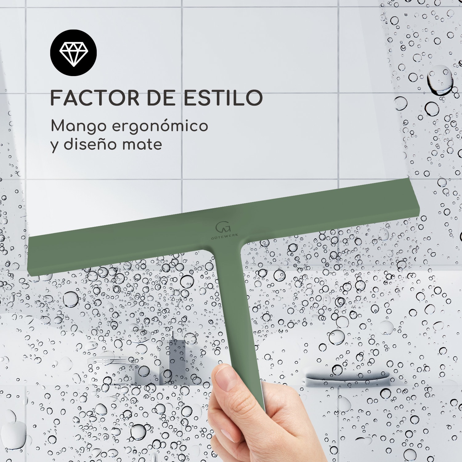 Rasqueta limpiacristales para ducha 28 cm revestimiento de silicona núcleo de acero inoxidable diseño moderno