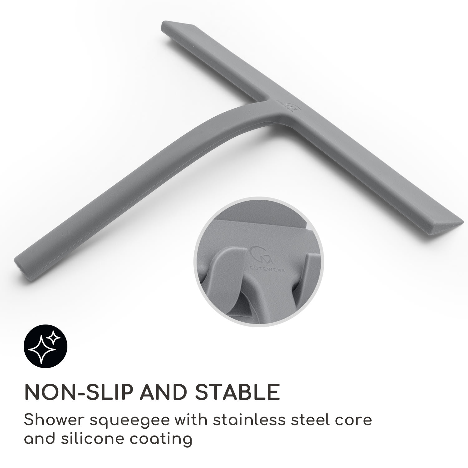 Blaze Stierka na sprchový kút 28 cm Silikónový kryt Jadro z nehrdzavejúcej ocele Moderný dizajn Stredne šedá