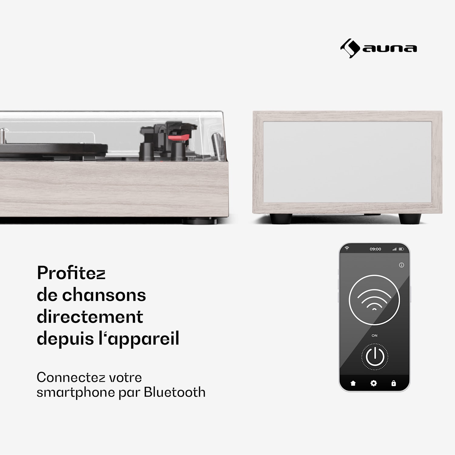 TT-Play 2x10 W BT RCA-Out 3 speed Platine vinyle 3 vitesses Bluetooth Bois Taupe