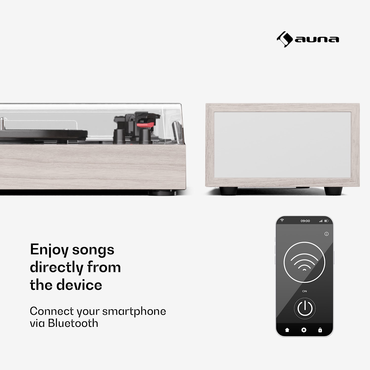 TT-Play 2x10W BT RCA-Out 3 sebességes lemezjátszó, lemezjátszó, 3 sebességes, Bluetooth Taupe fa