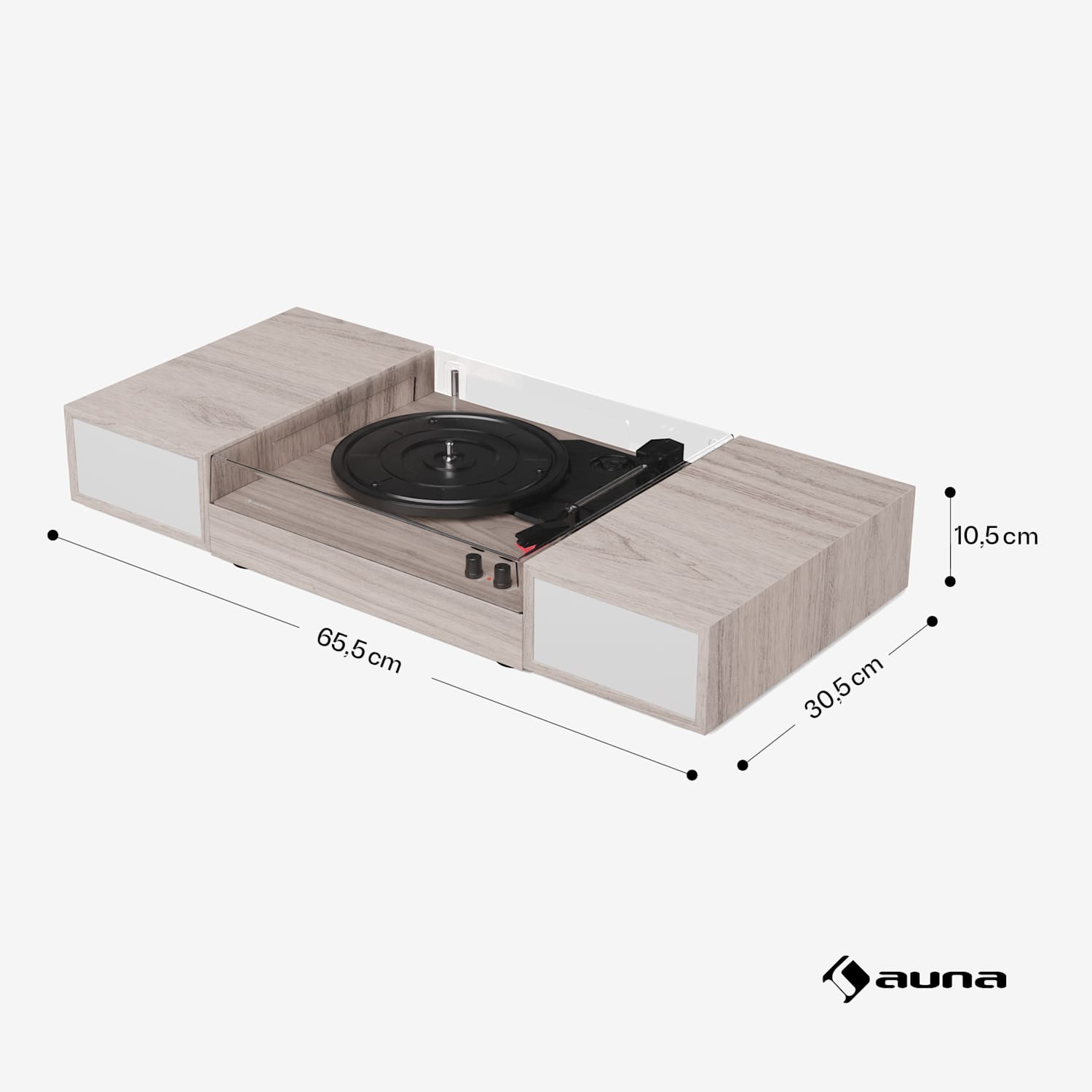 TT-Play 2x10W BT RCA-Out 3 sebességes lemezjátszó, lemezjátszó, 3 sebességes, Bluetooth Taupe fa