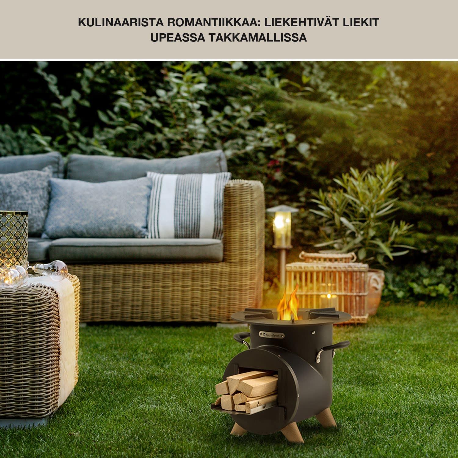 Oshima rakettiuuni retkiuuni ympäristöystävällinen liikuteltava terästä 32 cm | Musta