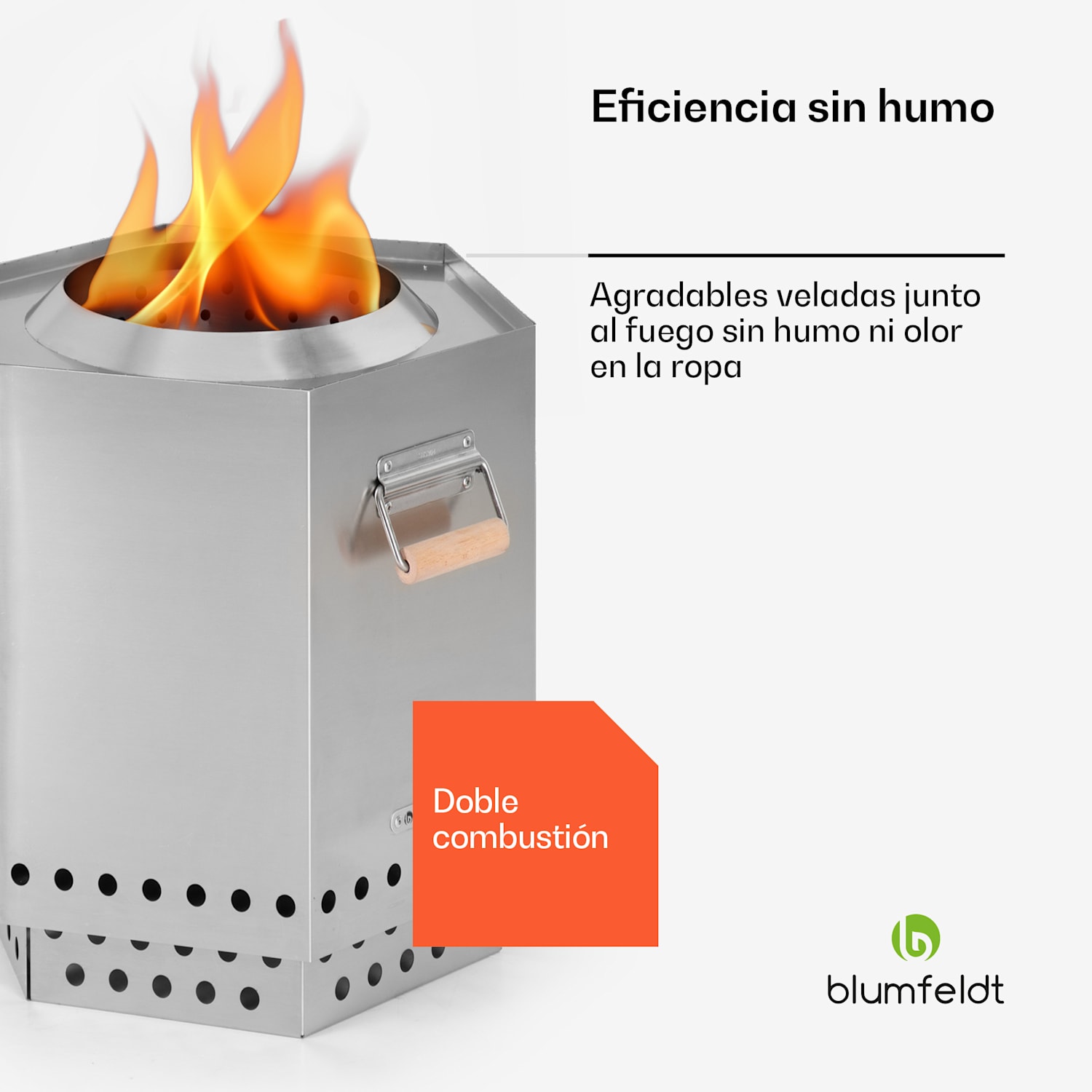 Brasero Mojanda, resistente y sin humo, cubierta para la lluvia Acero Inoxidable
