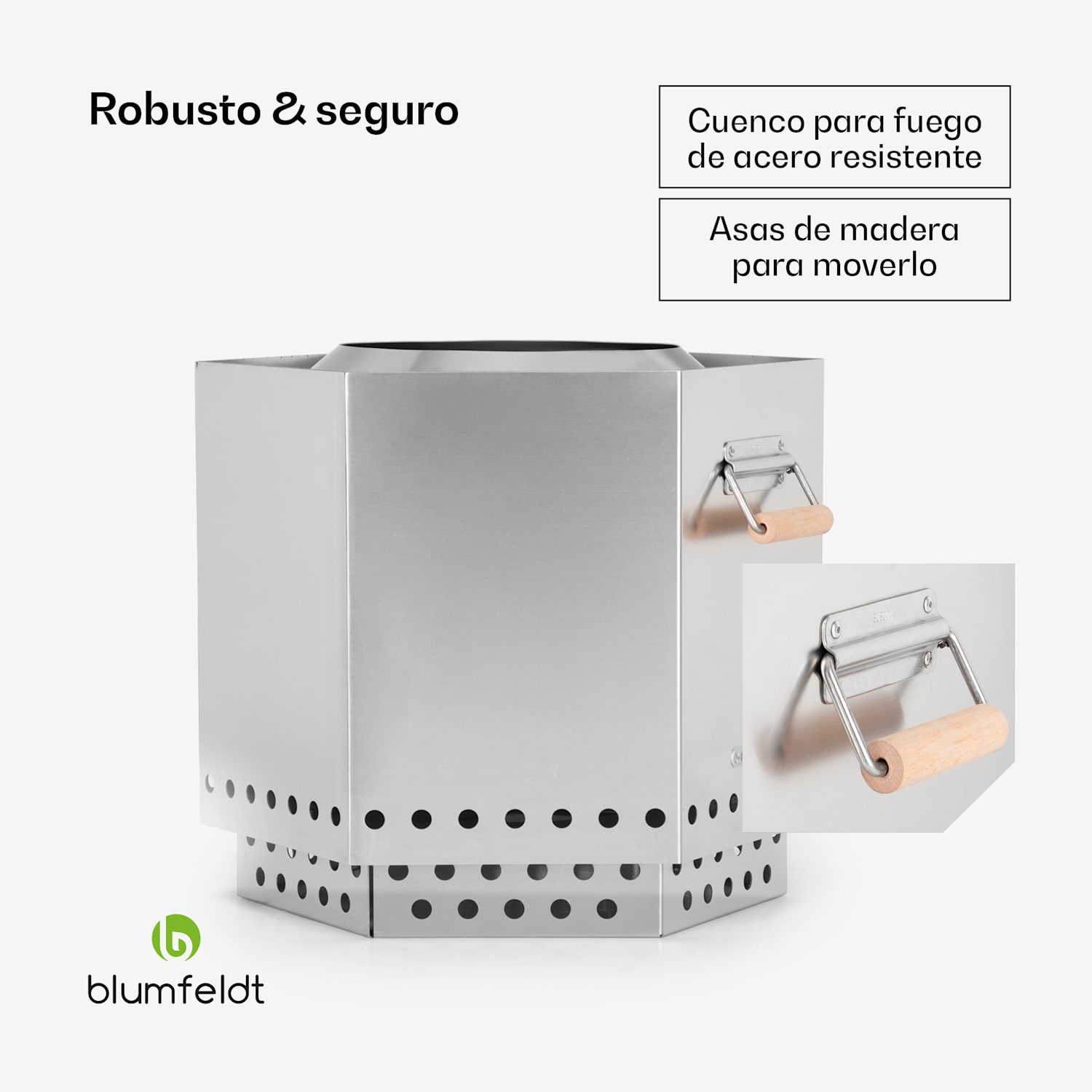 Brasero Mojanda, resistente y sin humo, cubierta para la lluvia Acero Inoxidable