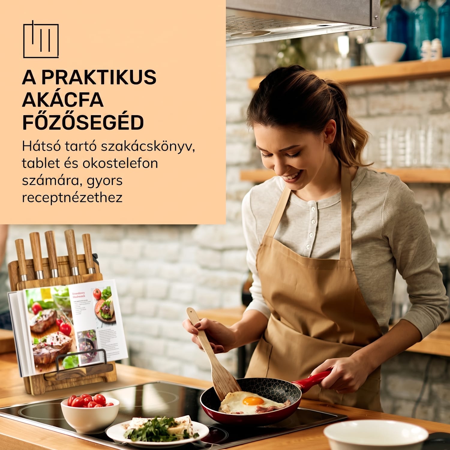 Komaki, késkészlet, 8 darabos, 5 kés, 3 vágódeszka, tartó kések élezéséhez 
