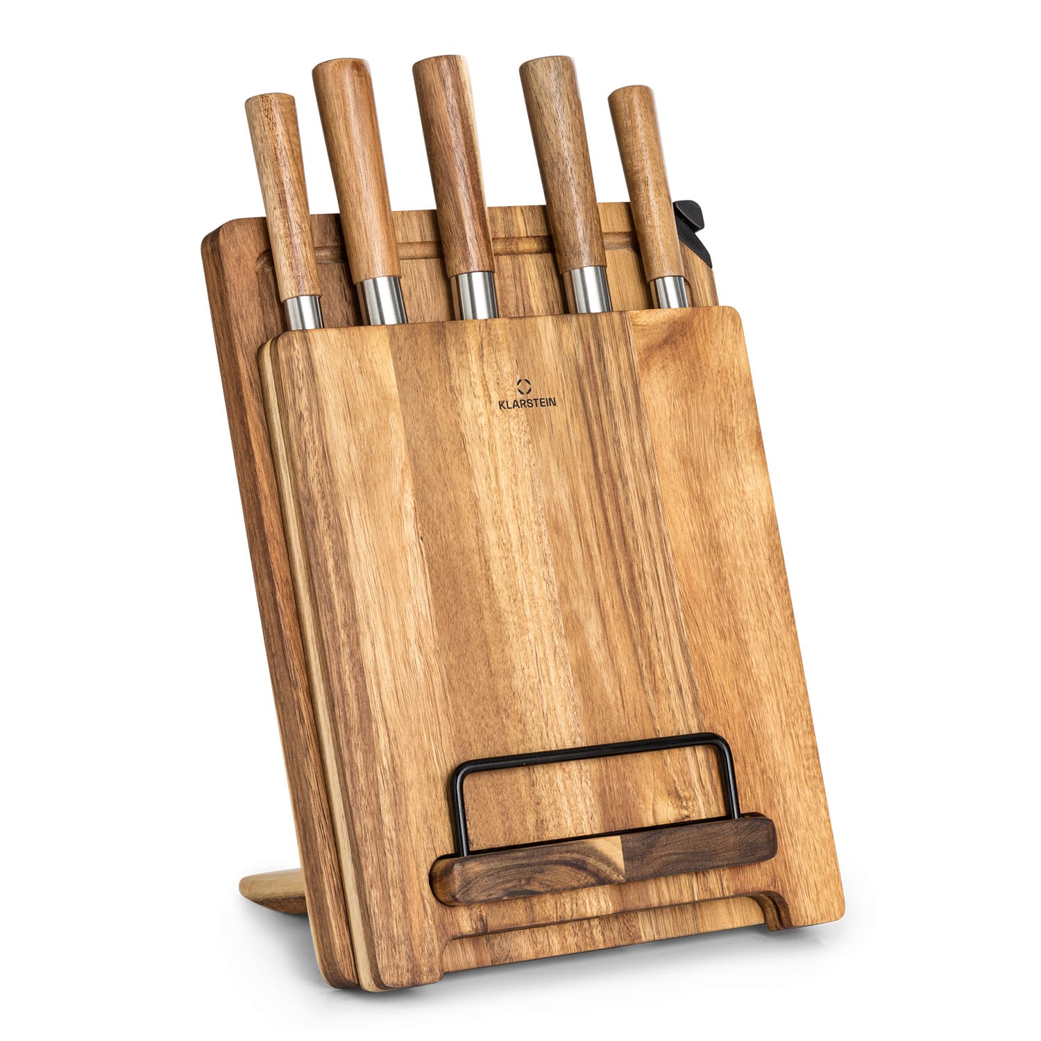 Komaki knife set 8 pcs. 5 knives 3 chopping boards knife sharpener tray holder 
