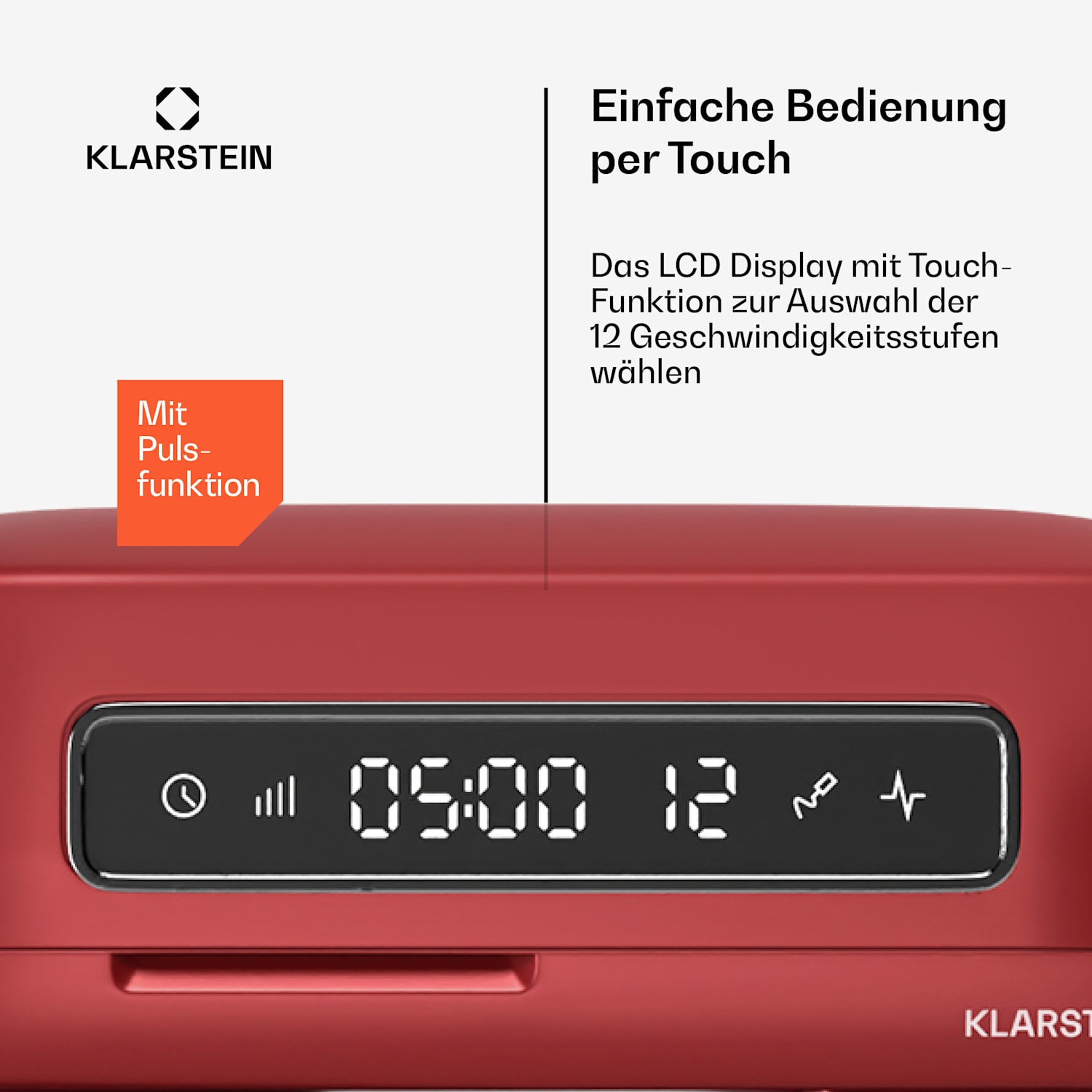 Chiara Küchenmaschine | 1600 Watt | 12 Stufen | Edelstahlschüssel | LCD-Display | inkl. Zubehör Rot