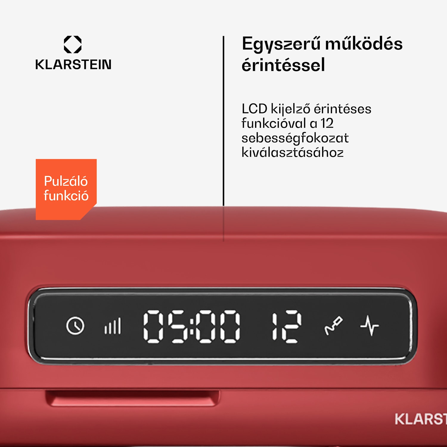 Chiara konyhai robotgép, 1600 W, 12 beállítás, rozsdamentes acél tál, LCD kijelző, Tartozékokkal együtt Piros