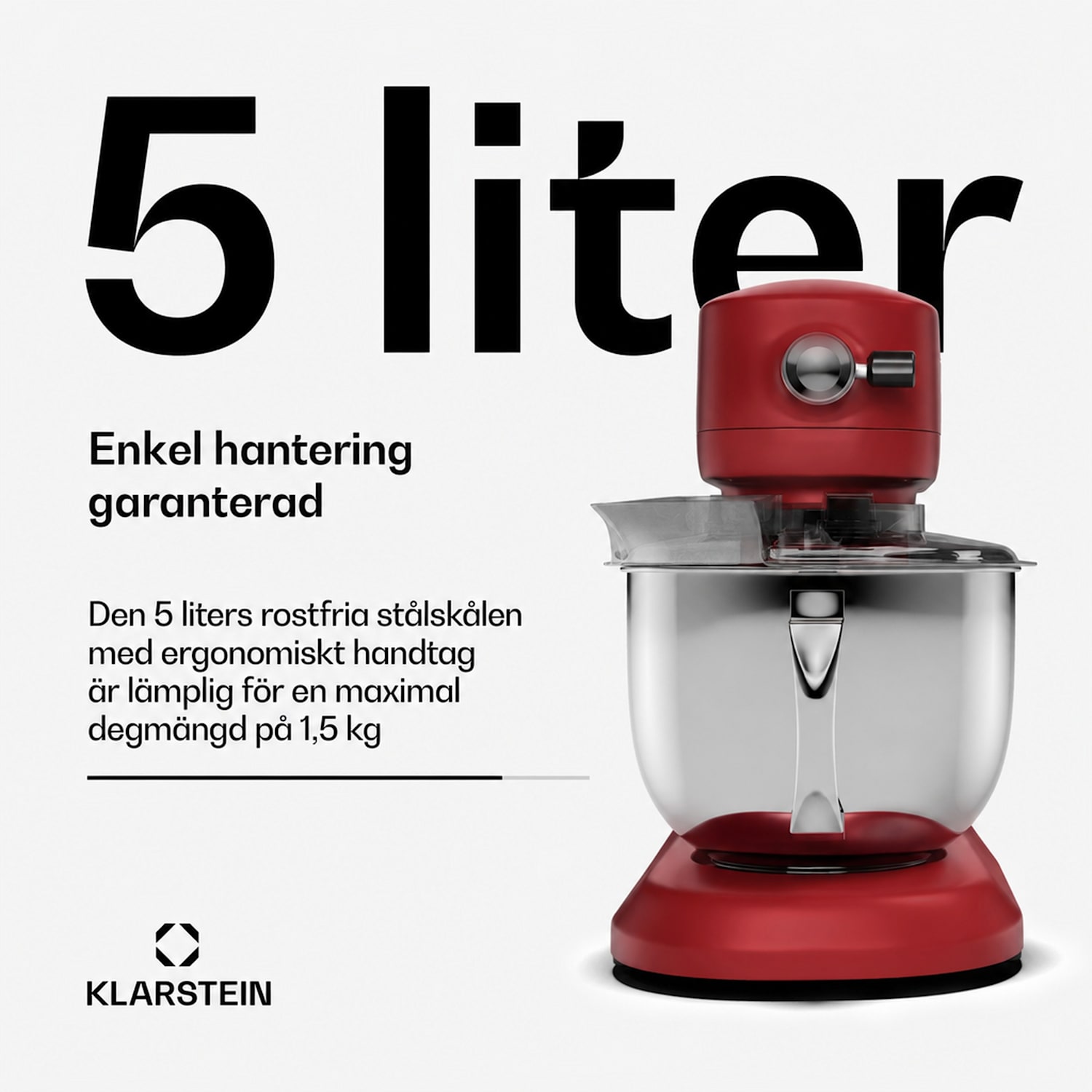 Chiara köksmaskin | 1600 watt | 12 inställningar | skål i rostfritt stål | LCD-display | inkl. tillbehör Röd