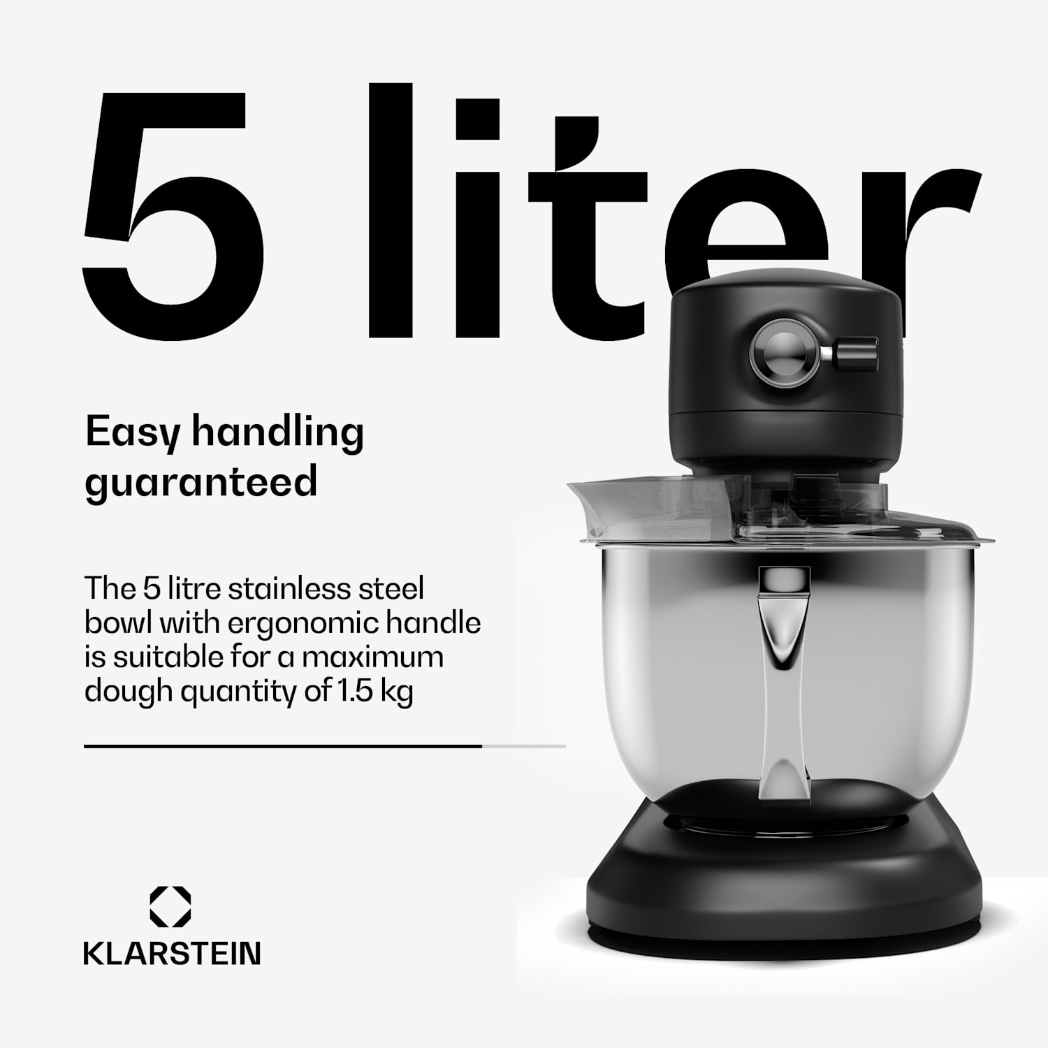 Chiara keukenmachine | 1600 watt | 12 standen | roestvrijstalen kom | LC-display | inclusief accessoires Zwart