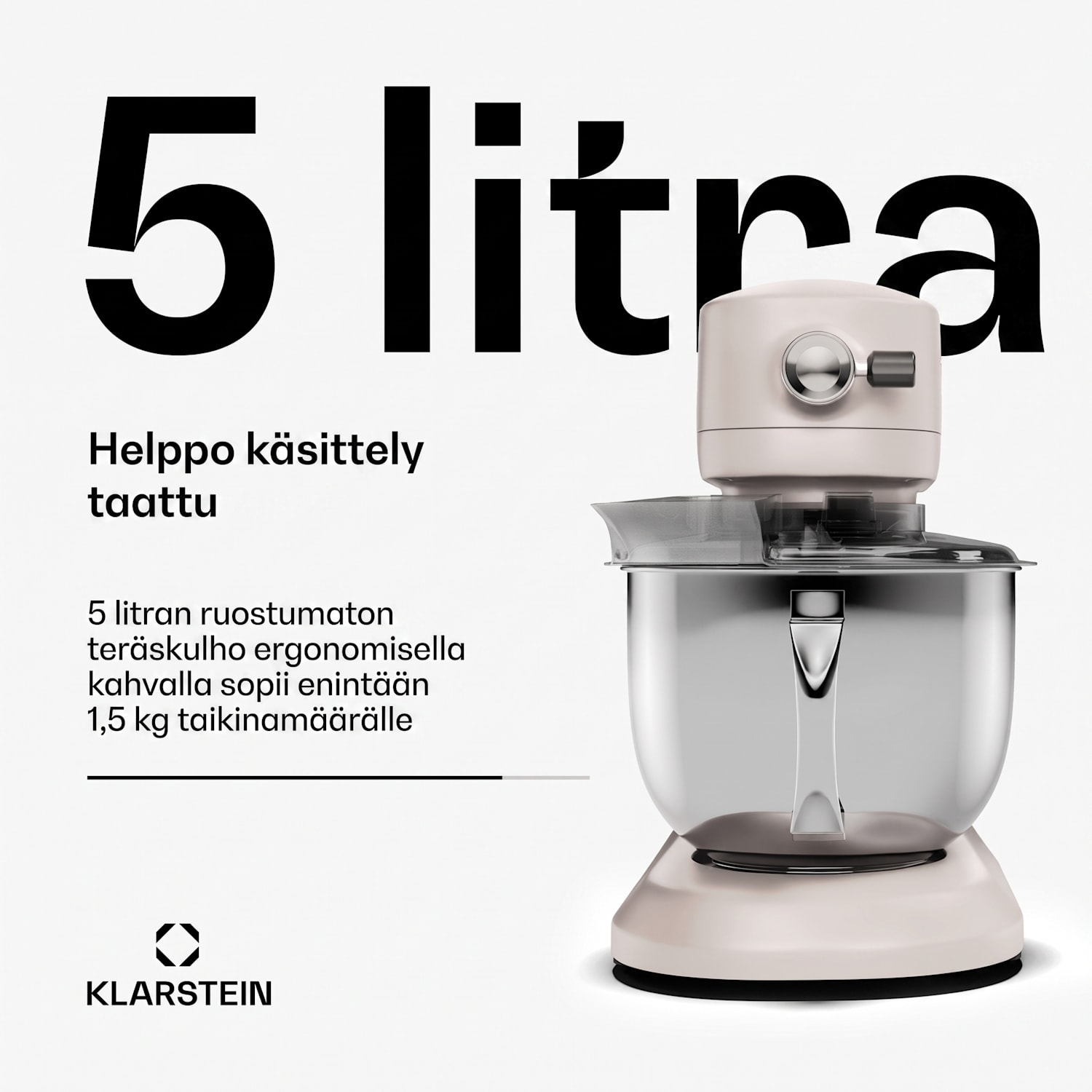 Chiara-yleiskone | 1600 wattia | 12 asetusta | ruostumaton teräskulho | LCD-näyttö | sis. lisävarusteet Hiekka