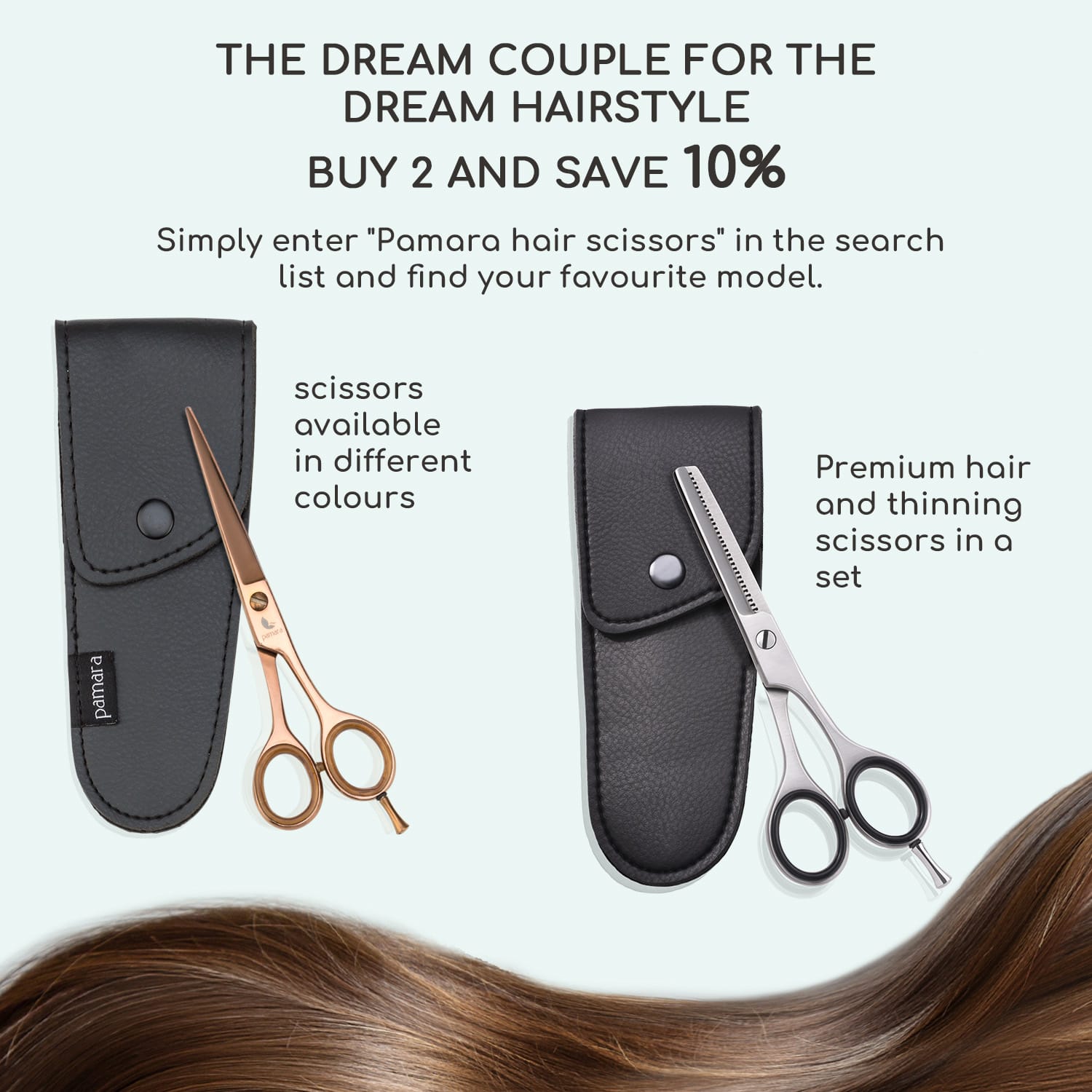 Visionaire Premium, nožnice na strihanie vlasov, extra ostré, vrátane puzdra na nožnice 