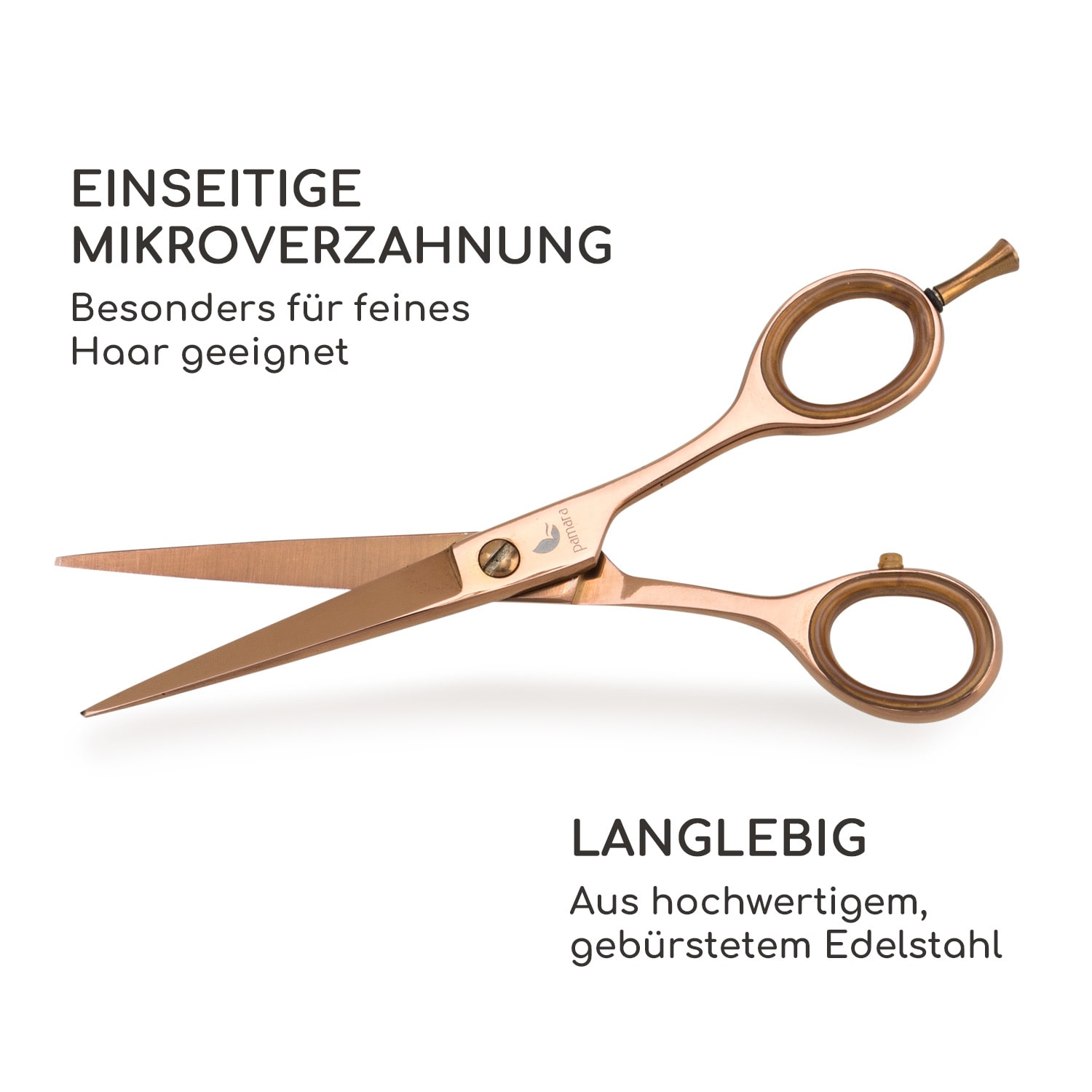 Visionaire Premium Haarschneideschere extra scharf inkl. Scherenetui Roségold-Metallic