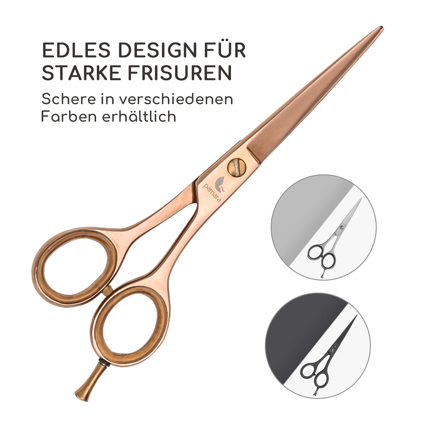 Visionaire Premium Haarschneideschere extra scharf inkl. Scherenetui Roségold-Metallic