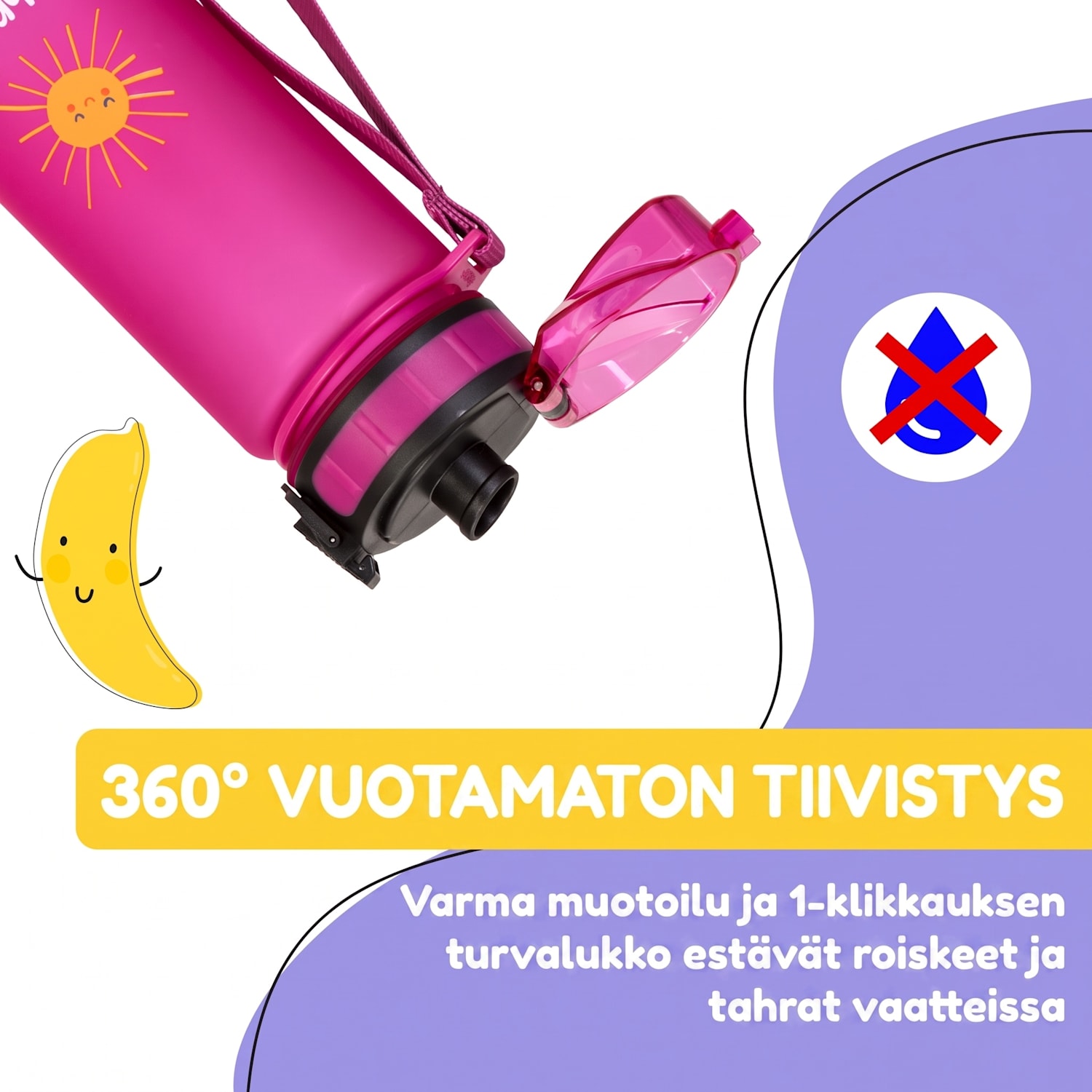 schmatzfatz Wakaba -juomapullo | 400 ml | Tritan | kantolenkki | BPA-vapaa 400 ml | Purple Sun