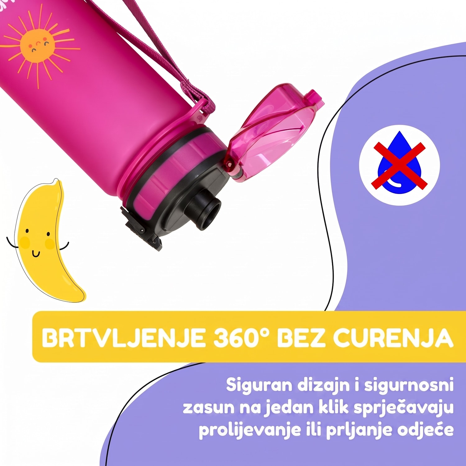 Wakaba, boca za piće, 400 ml, Tritan, bez BPA 400 ml | Purple Sun