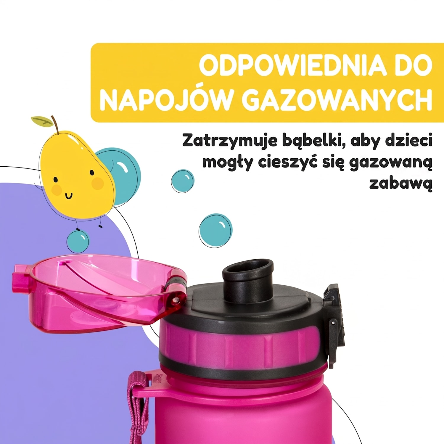 Wakaba, bidon, 400 ml, butelka na wodę, tworzywo Tritan, nie zawiera BPA 400 ml | Purple Sun
