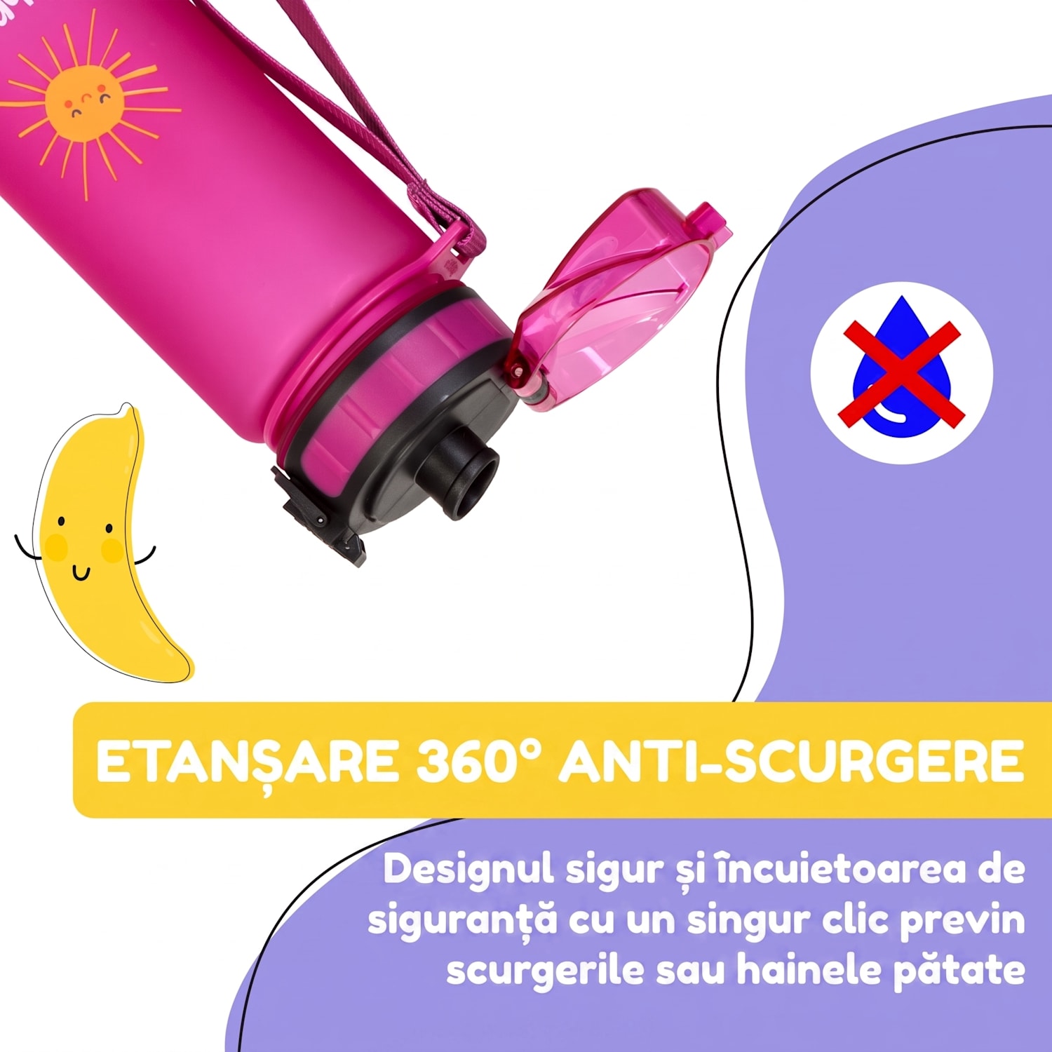 Wakaba, sticlă de băut, 400 ml, Tritan, fără BPA 400 ml | Purple Sun