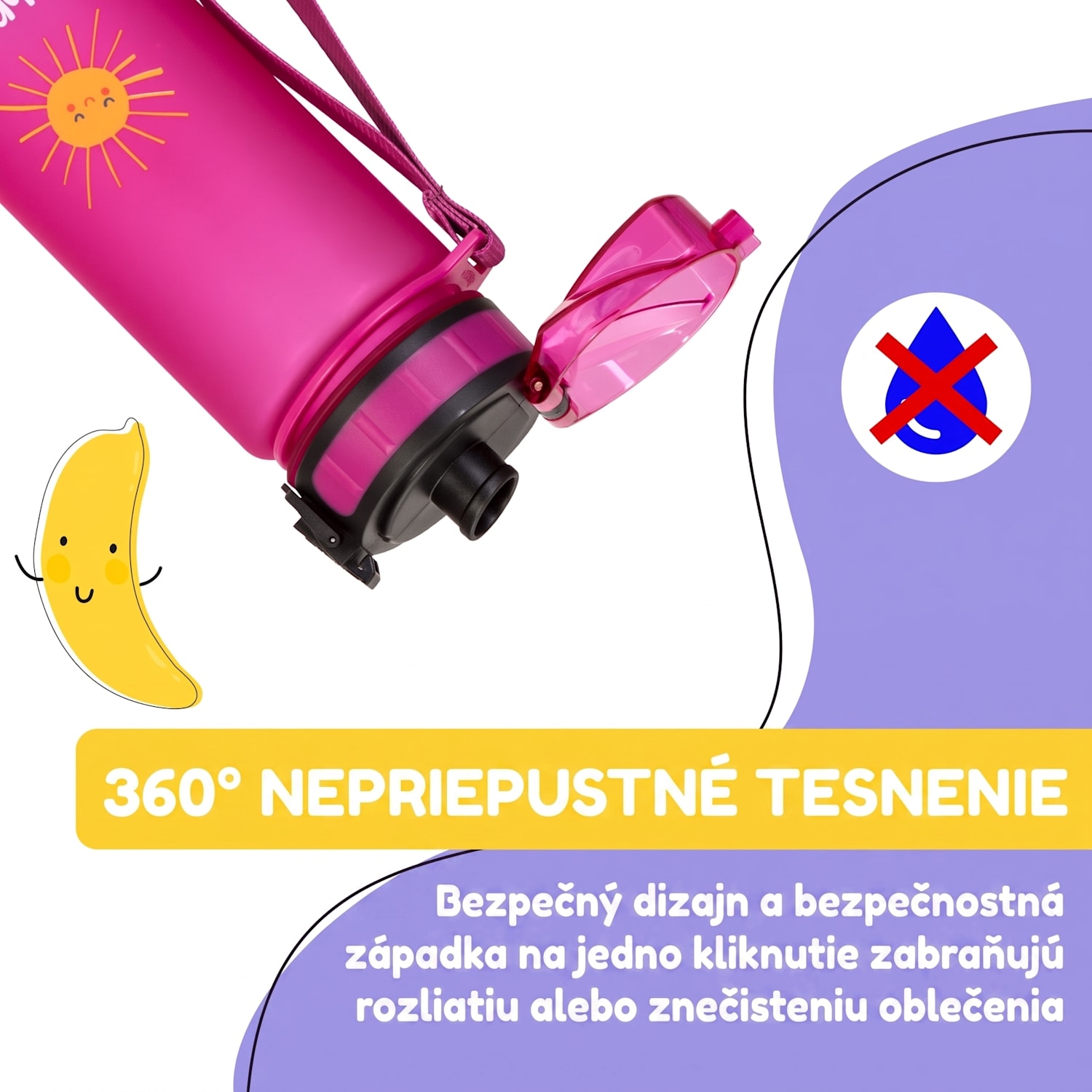 Wakaba, fľaša na pitie, 400 ml, Tritan, BPA-free 400 ml | Purple Sun