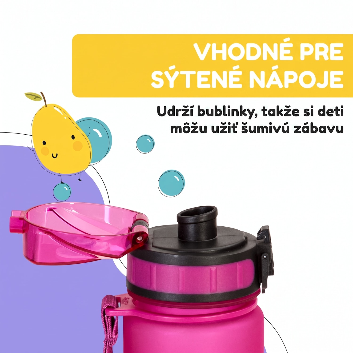 Wakaba, fľaša na pitie, 400 ml, Tritan, BPA-free 400 ml | Purple Sun