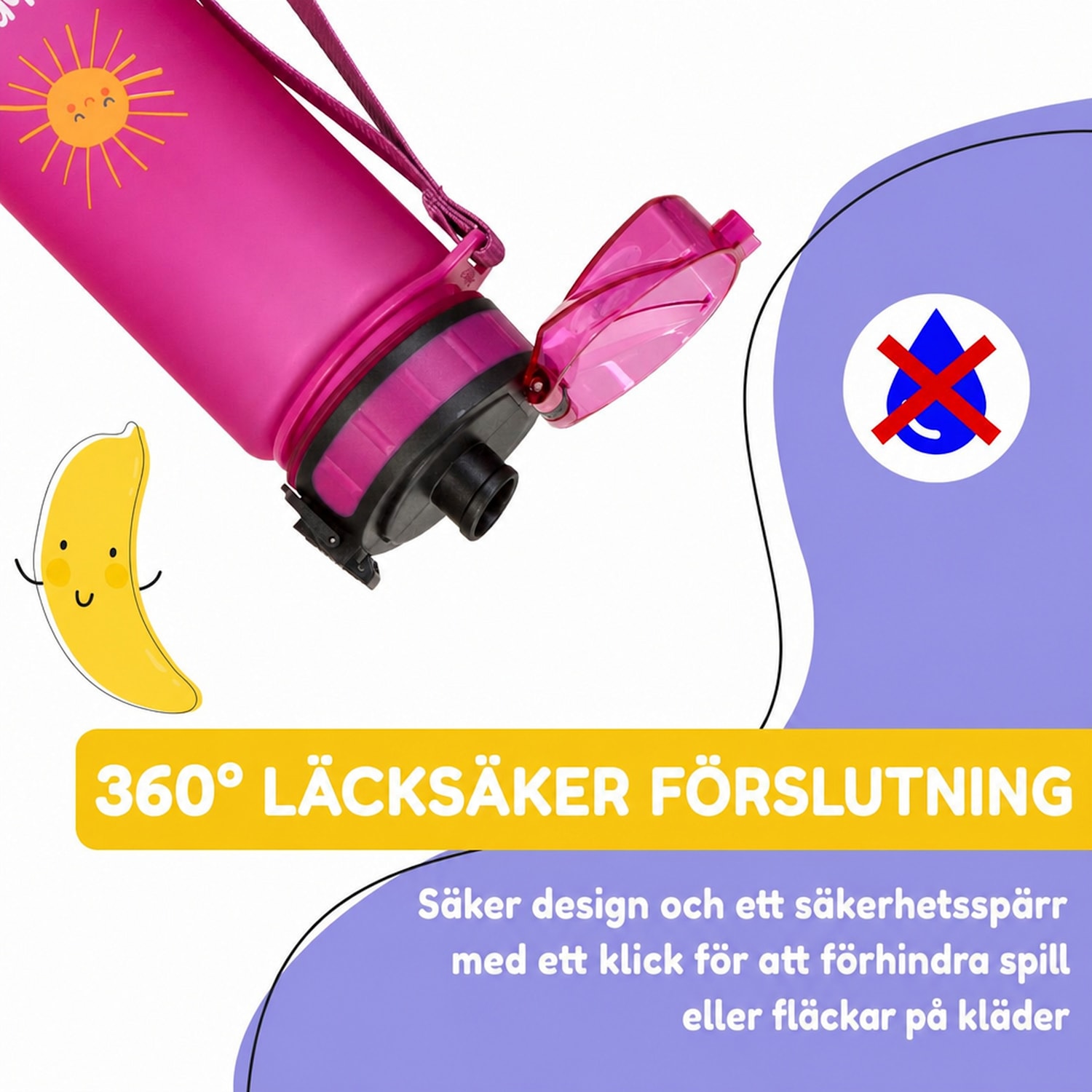 schmatzfatz Wakaba-dricksflaska | 400 ml | Tritan | Bärrem | BPA-fri 400 ml | Purple Sun