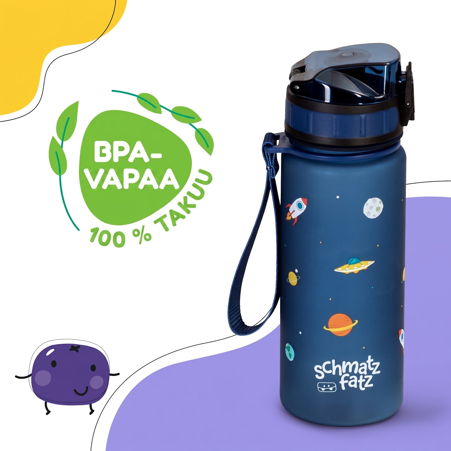 schmatzfatz Wakaba -juomapullo | 400 ml | Tritan | kantolenkki | BPA-vapaa 400 ml | Navy Space