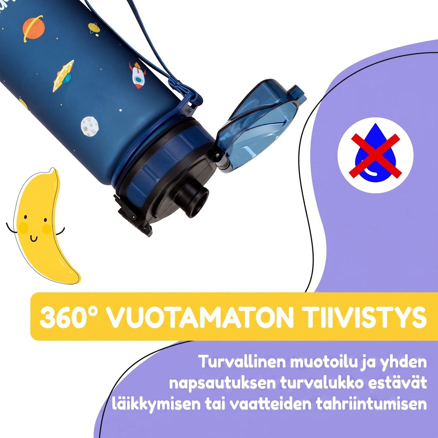 schmatzfatz Wakaba -juomapullo | 400 ml | Tritan | kantolenkki | BPA-vapaa 400 ml | Navy Space