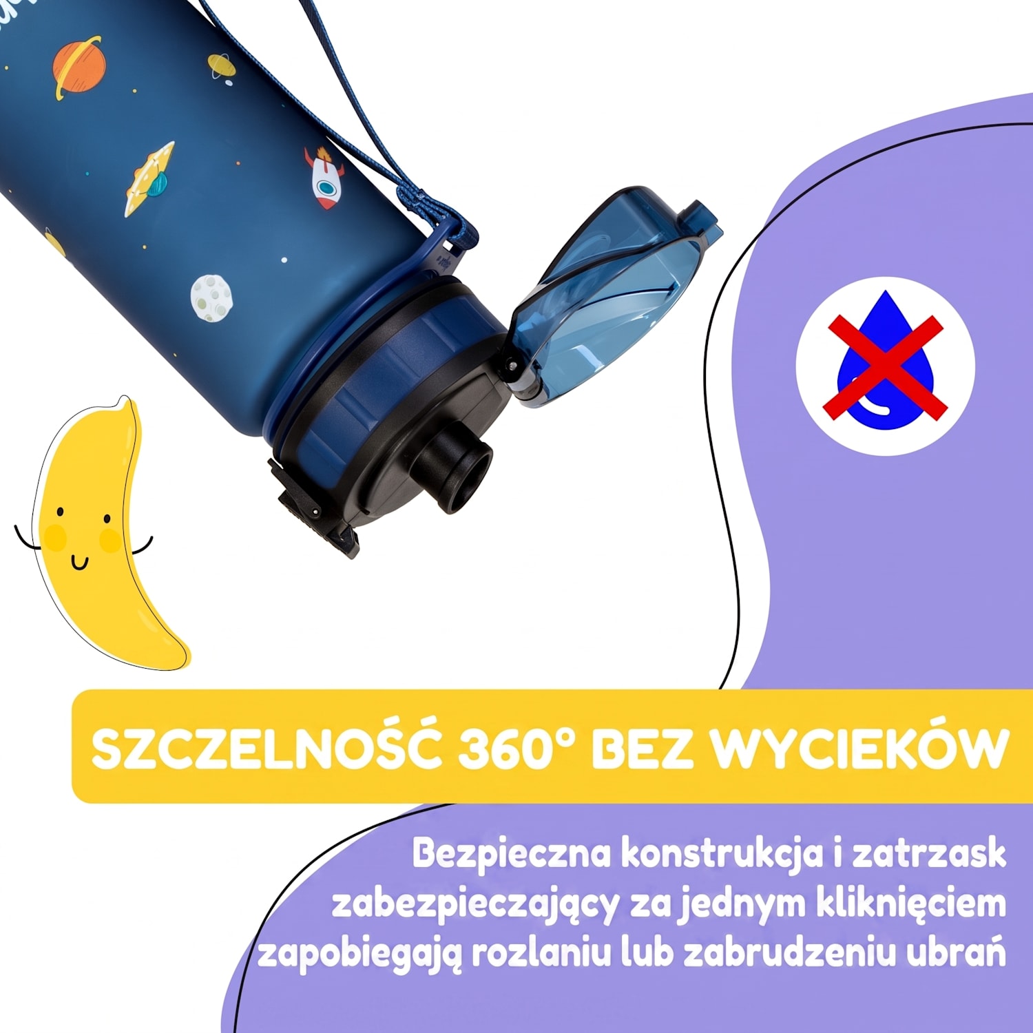 Wakaba, bidon, 400 ml, butelka na wodę, tworzywo Tritan, nie zawiera BPA 400 ml | Navy Space