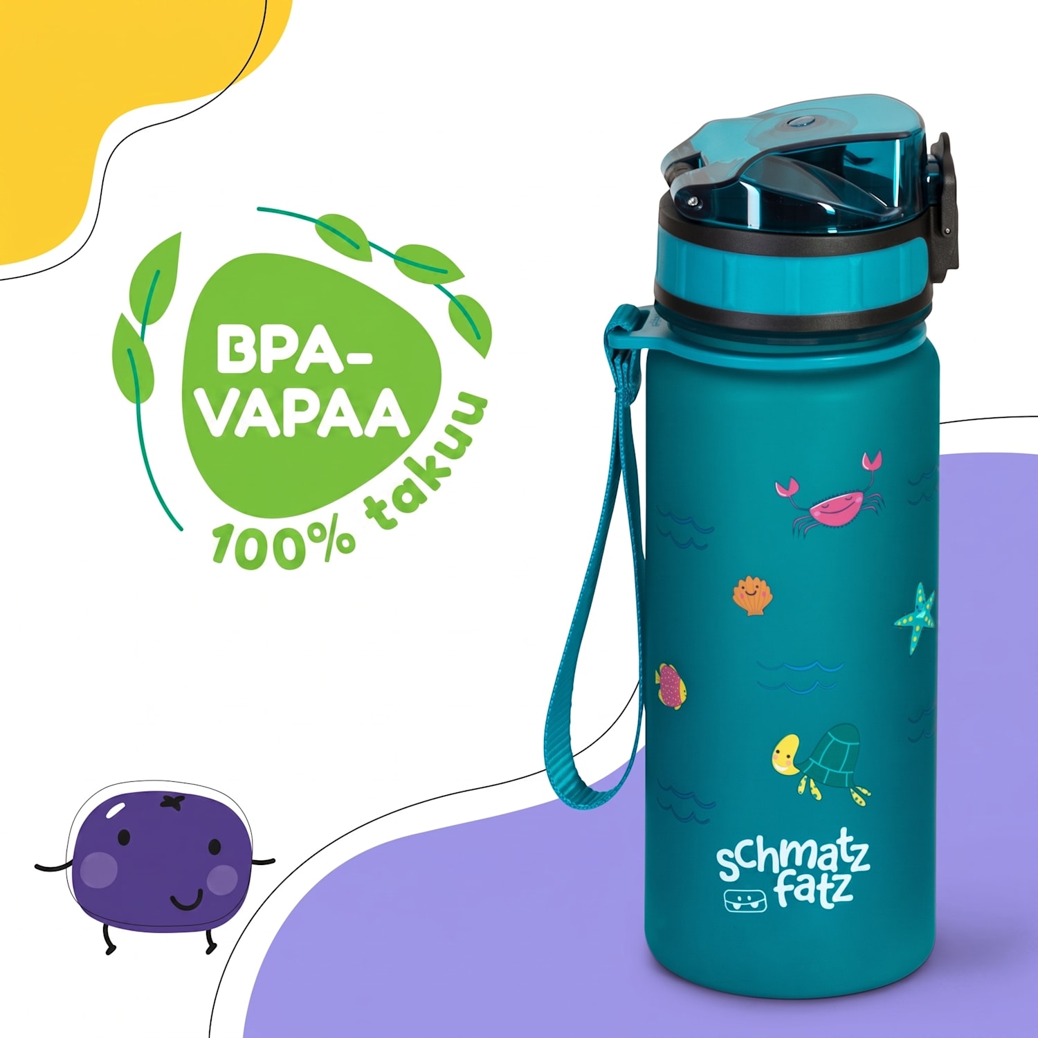 schmatzfatz Wakaba -juomapullo | 400 ml | Tritan | kantolenkki | BPA-vapaa 400 ml | Petrol Sea