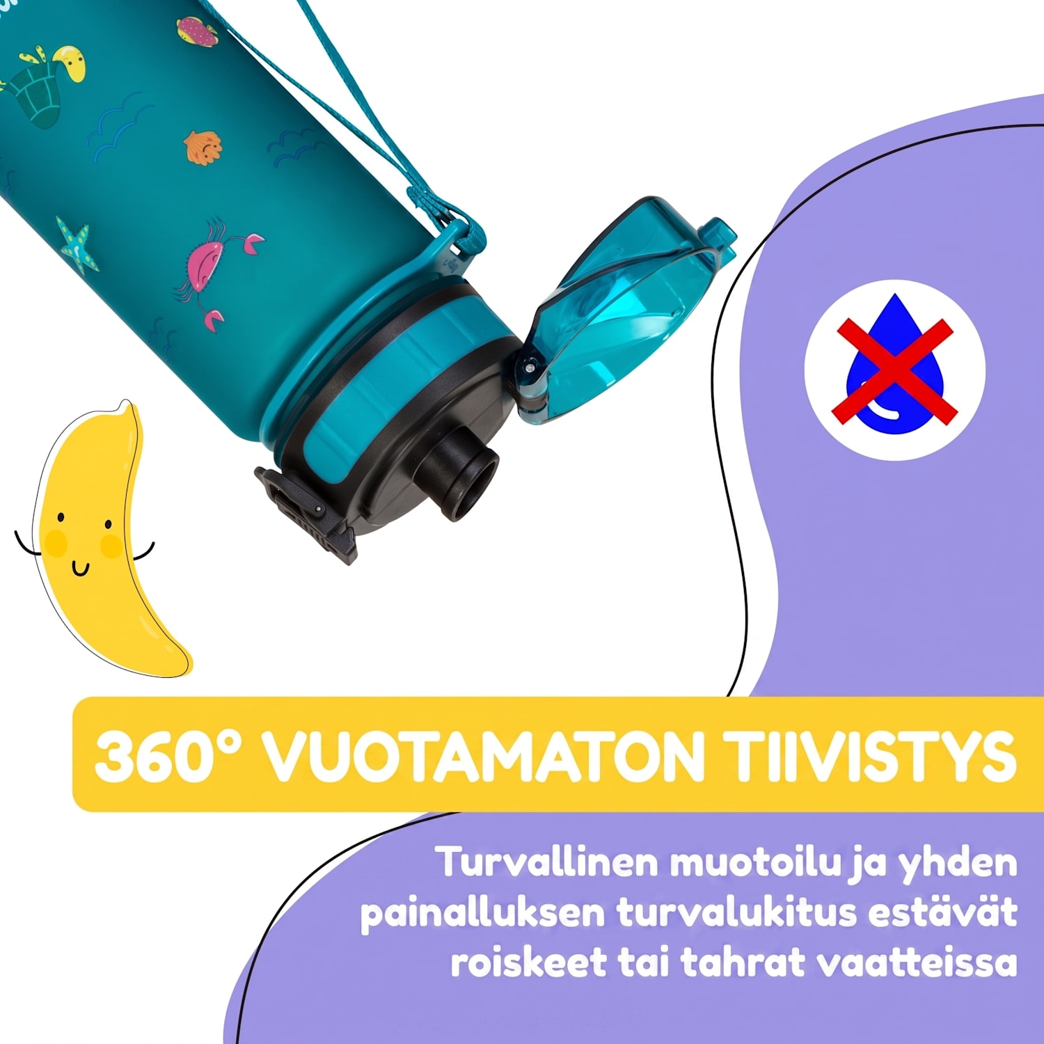 schmatzfatz Wakaba -juomapullo | 400 ml | Tritan | kantolenkki | BPA-vapaa 400 ml | Petrol Sea
