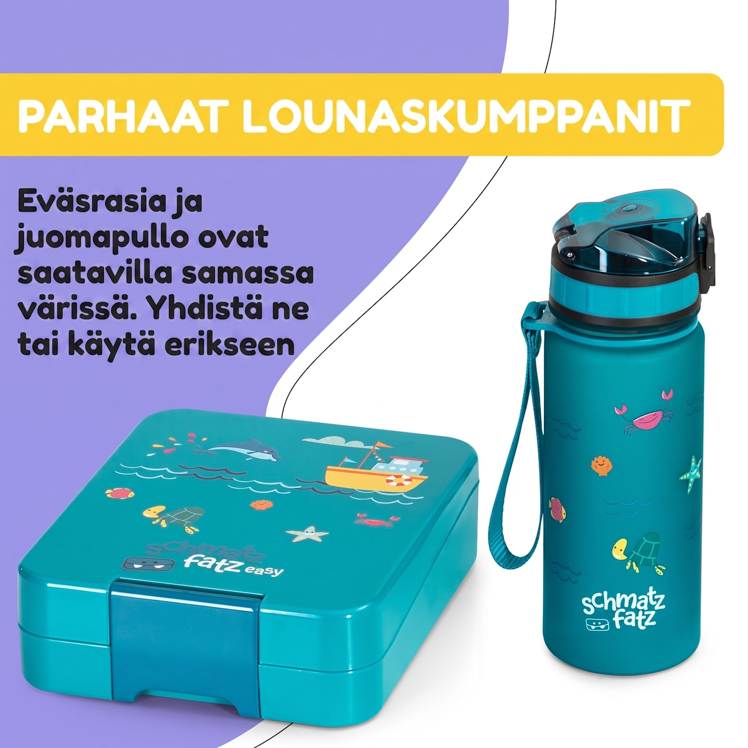 schmatzfatz Wakaba -juomapullo | 400 ml | Tritan | kantolenkki | BPA-vapaa 400 ml | Petrol Sea