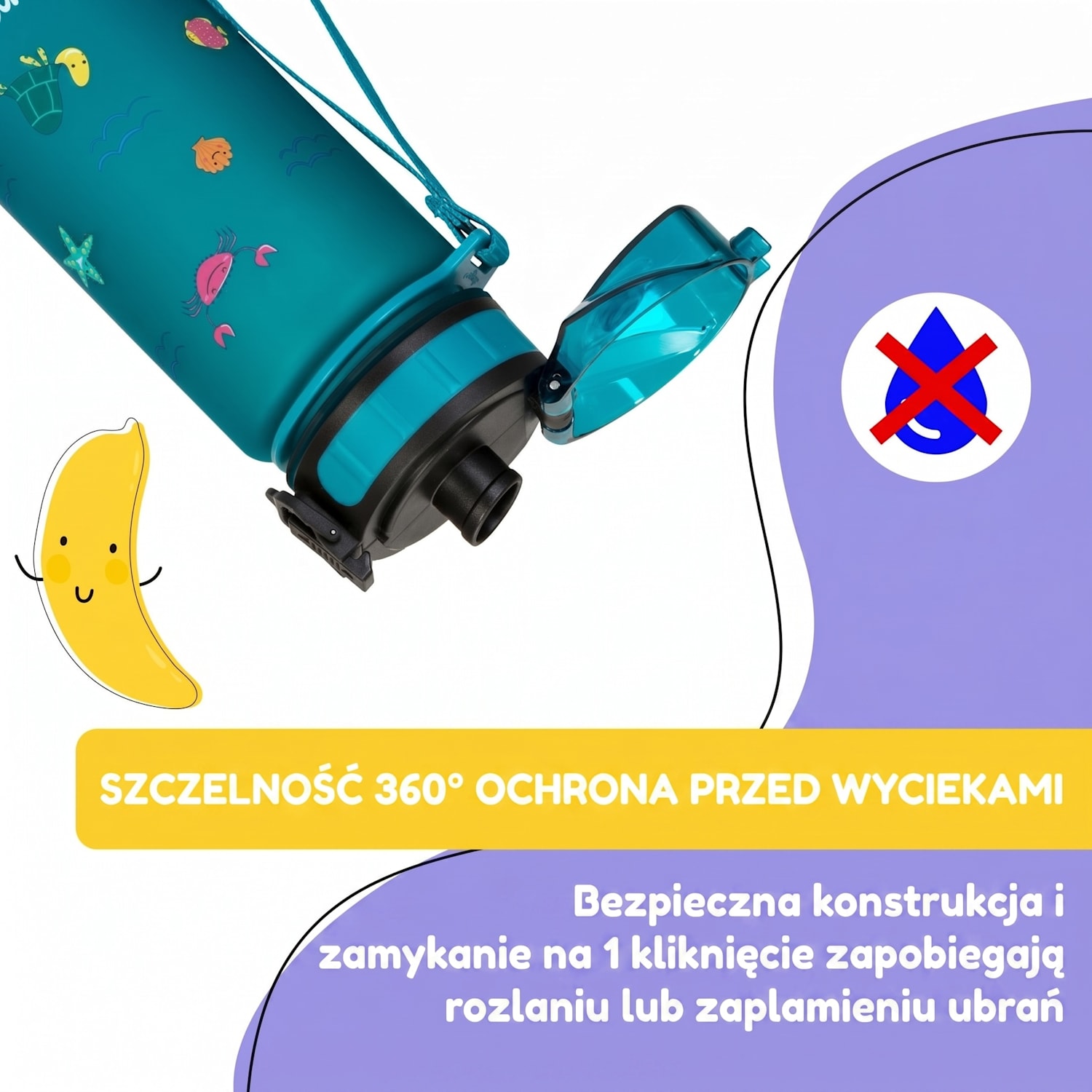 Wakaba, bidon, 400 ml, butelka na wodę, tworzywo Tritan, nie zawiera BPA 400 ml | Petrol Sea